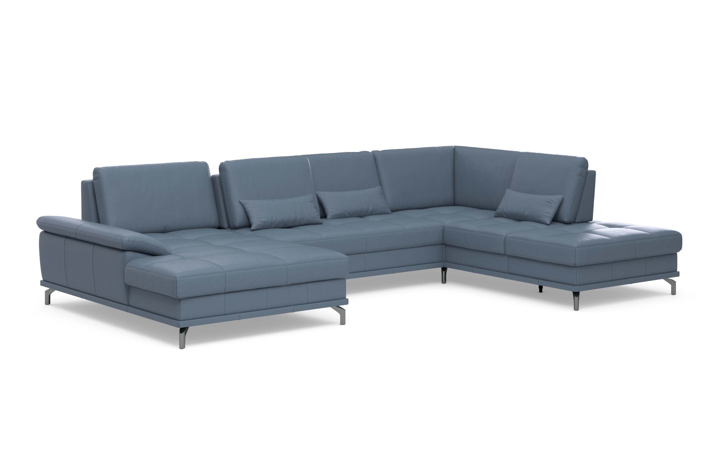 Places of Style Wohnlandschaft »Costello U-Form, mit Sitztiefenverstellung, Armteilverstellung und«, 3 Nierenkissen, optional Bettfunktion und Bettkasten