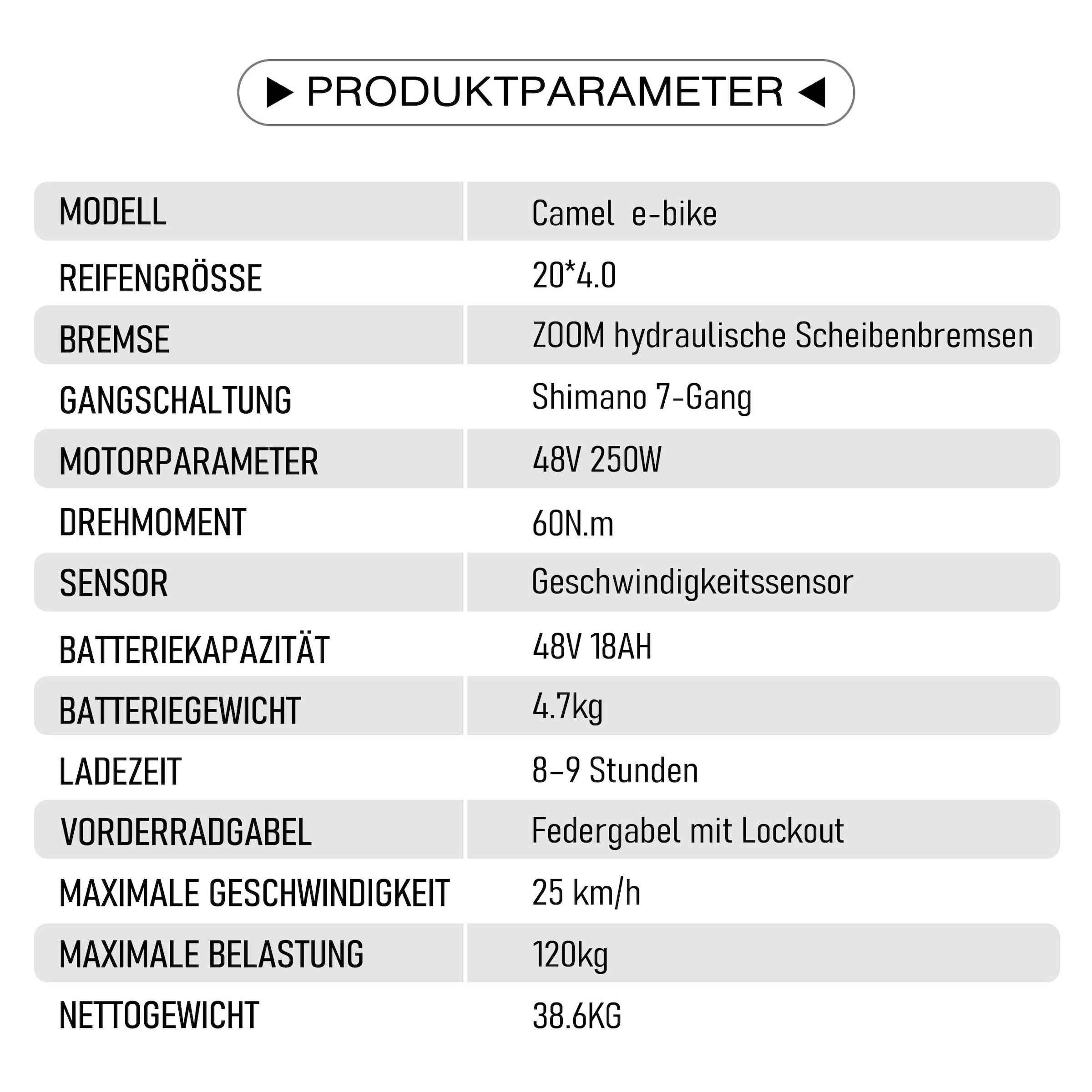 Maxtron »Maxtron Camel E-Bike compactbike« 7 Gang Shimano Kettenschaltung Heckmotor 500 W Packung,  20-Zoll-Fettreifenfahrrad mit Vorder- und Hinterradfederung