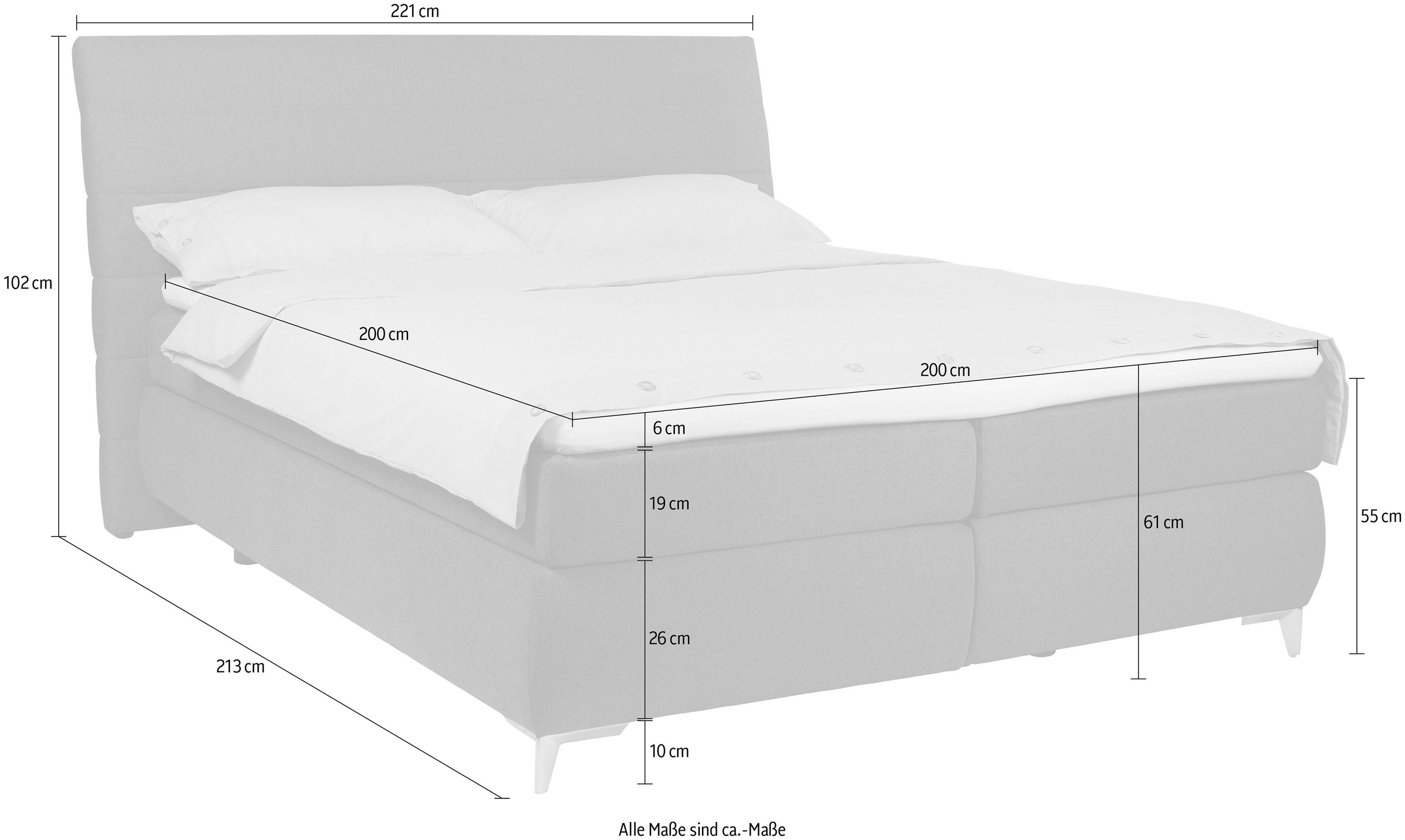 6. Bild von TOM TAILOR Boxspringbett »SOFT LINES BOX«, mit geschwungenem Kopfteil mit horizontaler Steppung, ohne Print