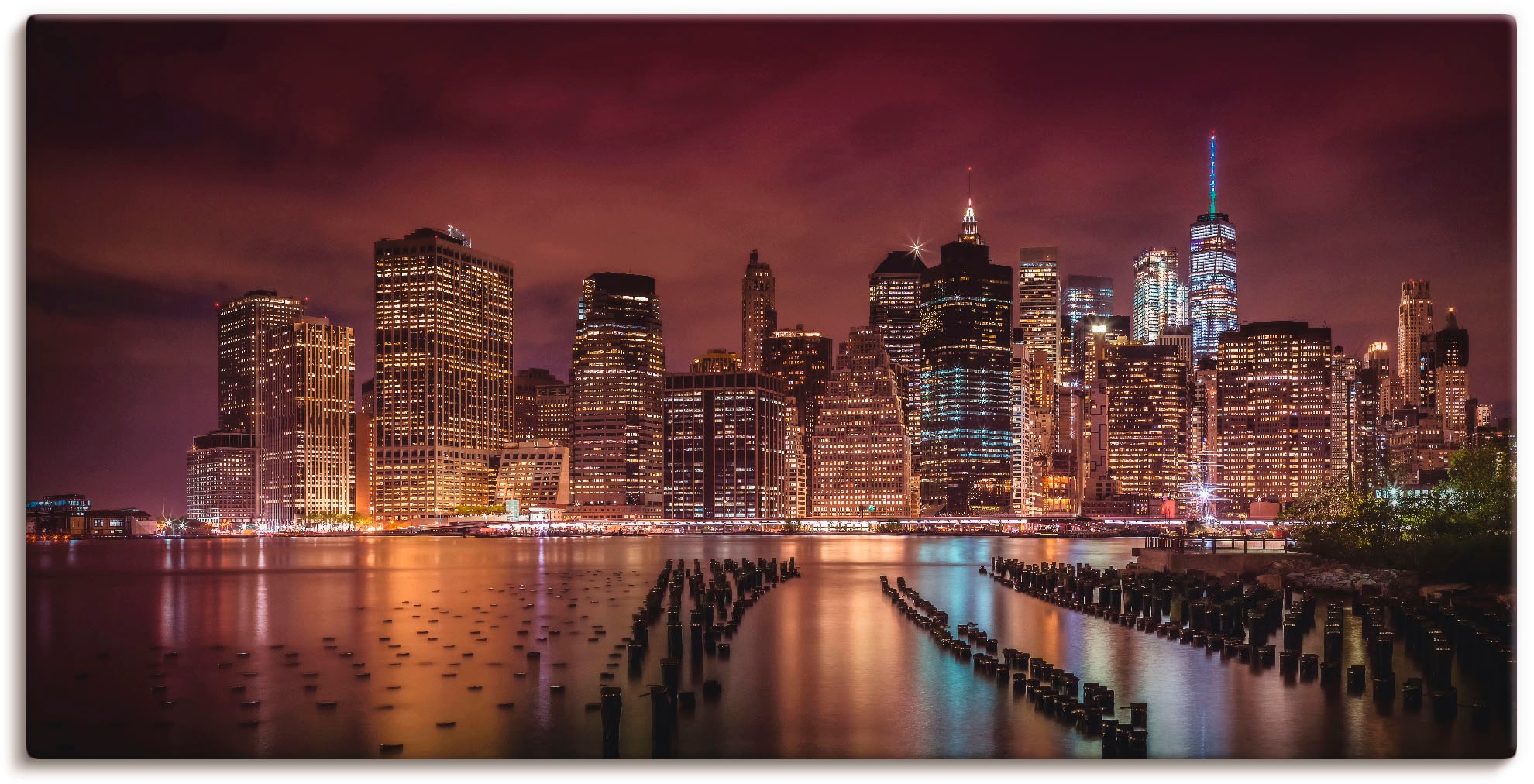 Artland Wandbild »New York City Impression bei Nacht«, Amerika, (1 St.), als Alubild, Outdoorbild, Leinwandbild in verschied. Größen