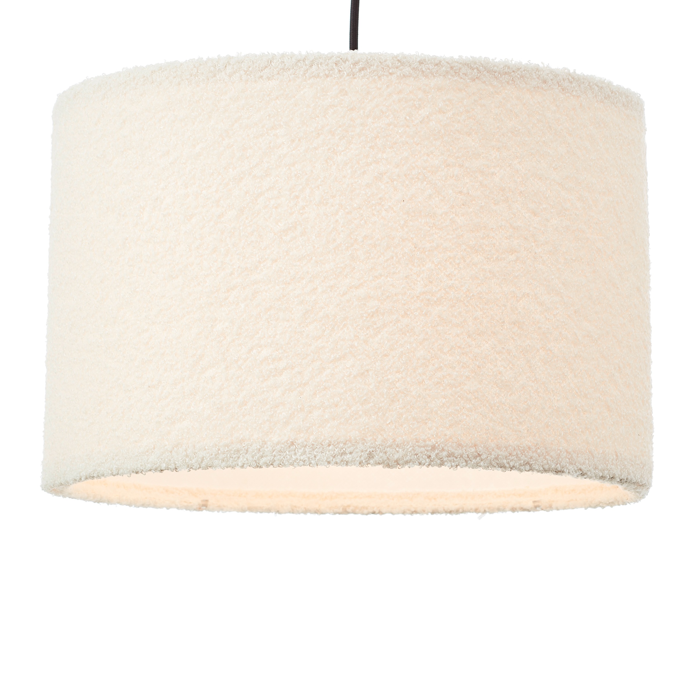 Brilliant Pendelleuchte »Teddy«, 1 flammig, Leuchtmittel E27 | ohne Leuchtmittel, flauschiger Teddystoff, 150 x 35 cm, E27, kürzbar, Textil, beige