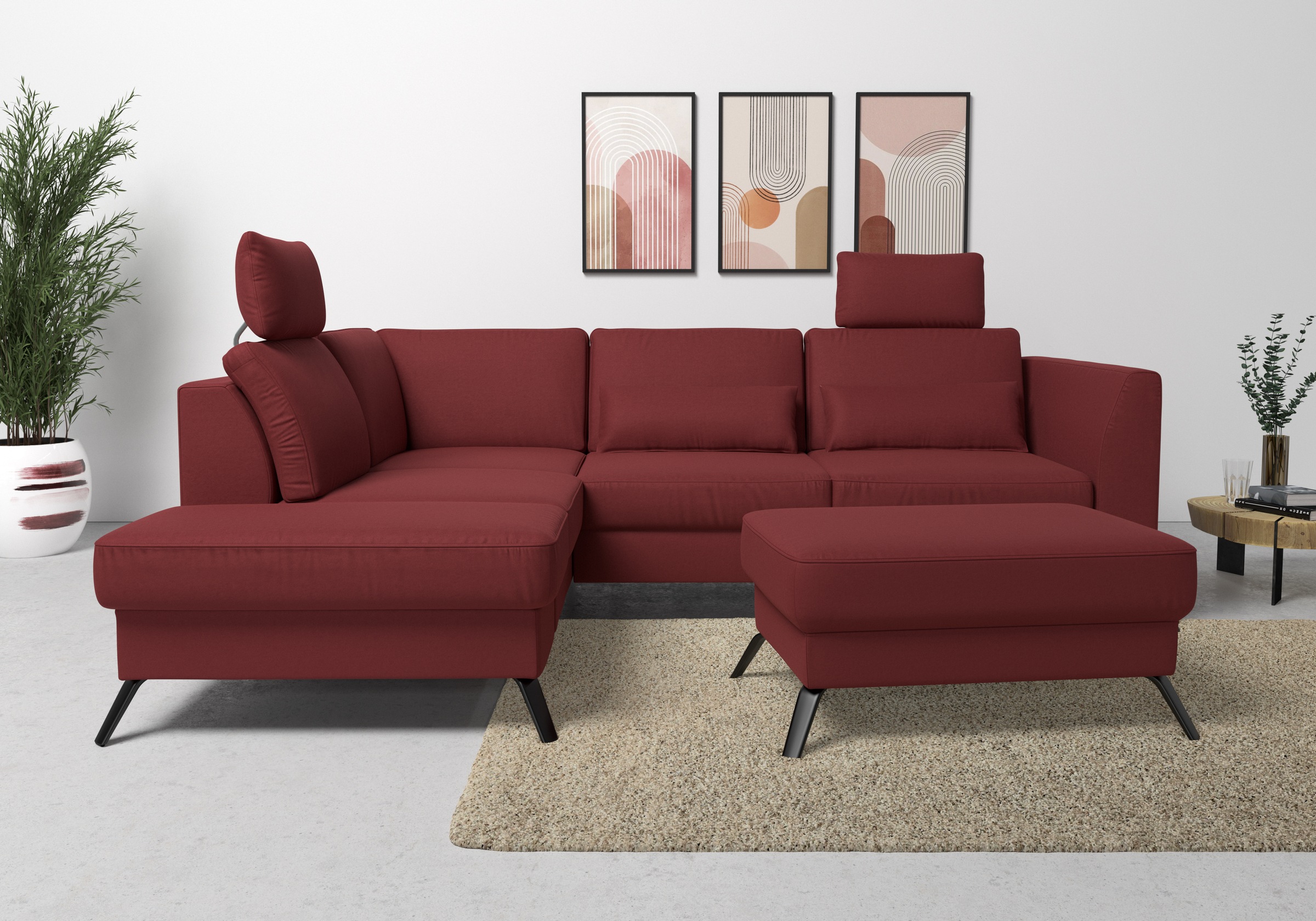 sit&more Ecksofa »Olsen L-Form«, inklusive Sitztiefenverstellung, wahlweise mit Bettfunktion, 15cm hoch