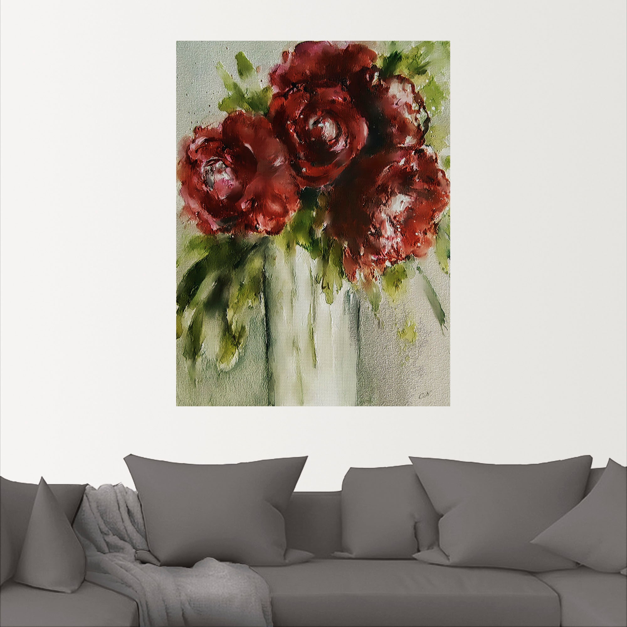 Artland Wandbild »Pfingstrosen in Vase«, Blumenbilder, (1 St.), als Alubild, Leinwandbild, Wandaufkleber oder Poster in versch. Größen