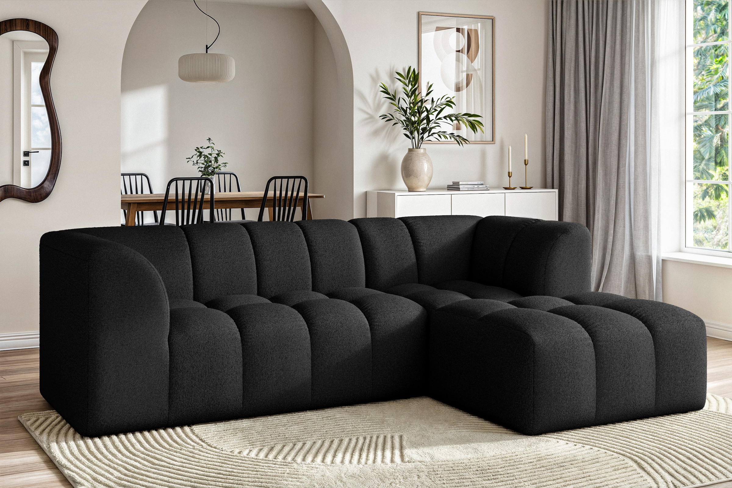 Home affaire Ecksofa »TUURE L-Form, Verlässliche Qualität, moderne Steppung, Breite 255cm« Bubble Optik, moderne Steppung, hoher Sitzkomfort, Wellenunterfederung