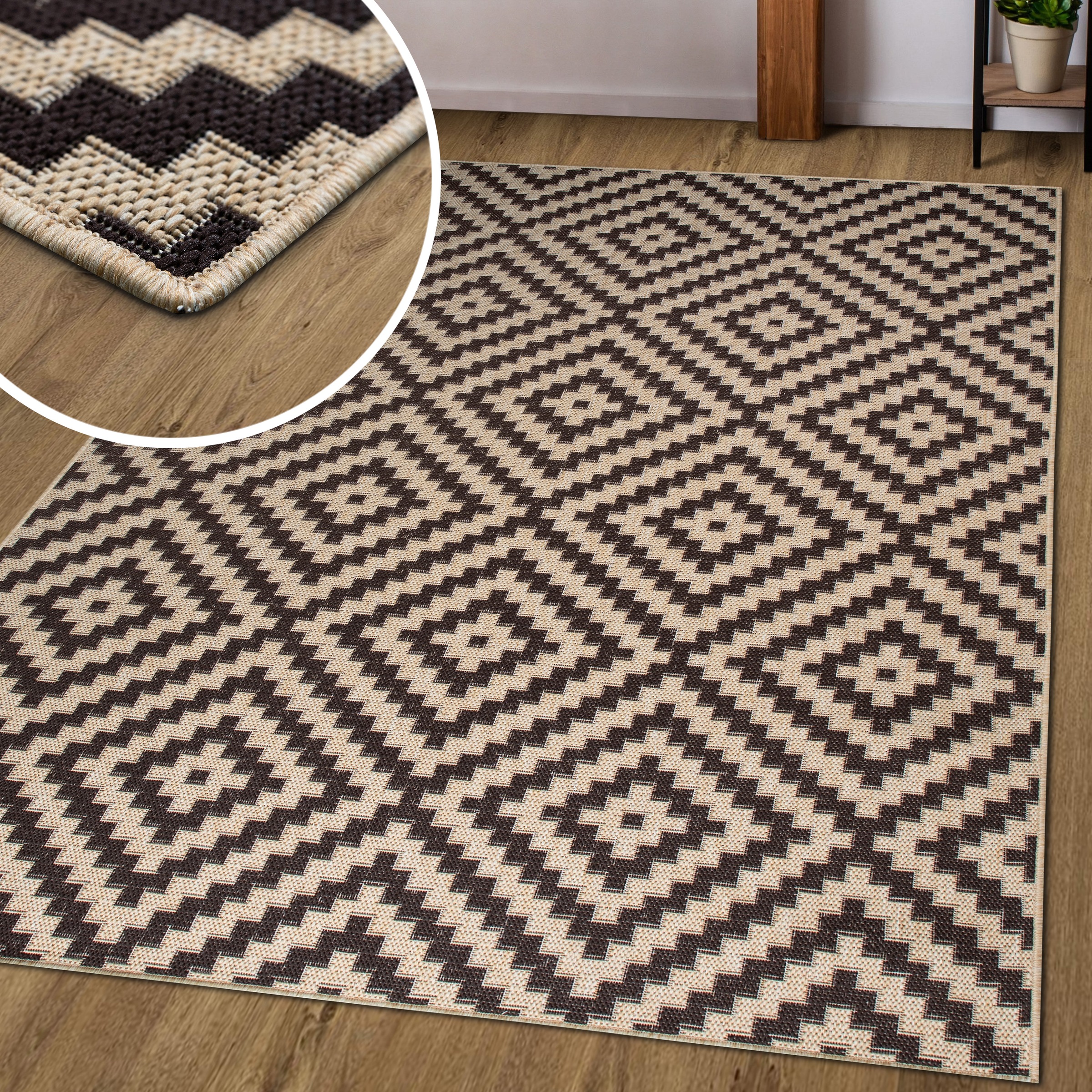 my home Teppich »Cordoba auch als Läufer erhältlich«, rechteckig, 3 mm Höhe, In- und Outdoor geeignet, Sisal-Optik, Wetterfest & UV-beständig, Boho