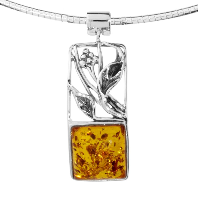 OSTSEE-SCHMUCK Halsreif »Halsreif mit Anhänger Vilma« 45cm Zeitlos schöner Silberanhänger mit Bernstein