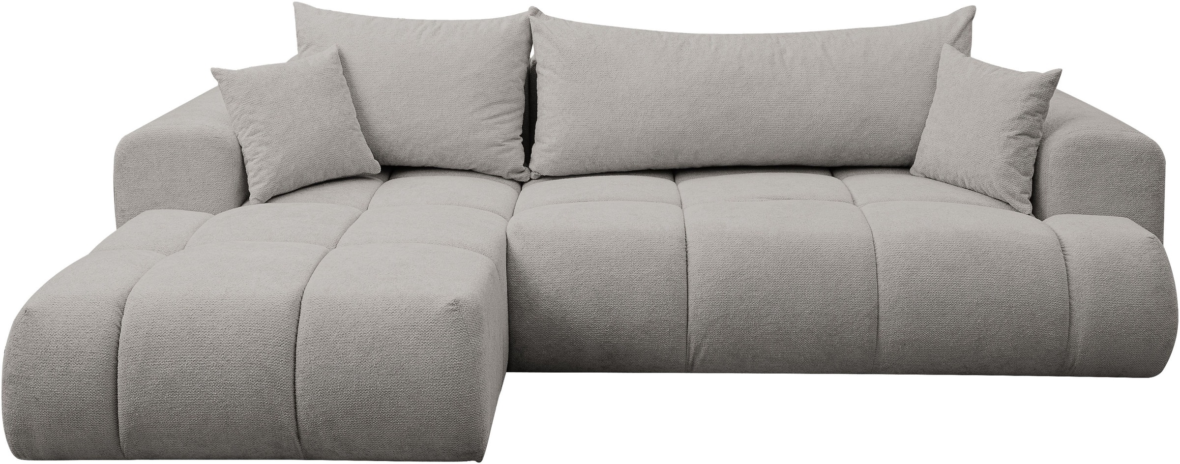 WERK2 Ecksofa »Ewela-Bubble mit Bett & Bettkasten, bequem, Breite 265cm« Bouclé, L-Form, Schlaffunktion, Bettkasten