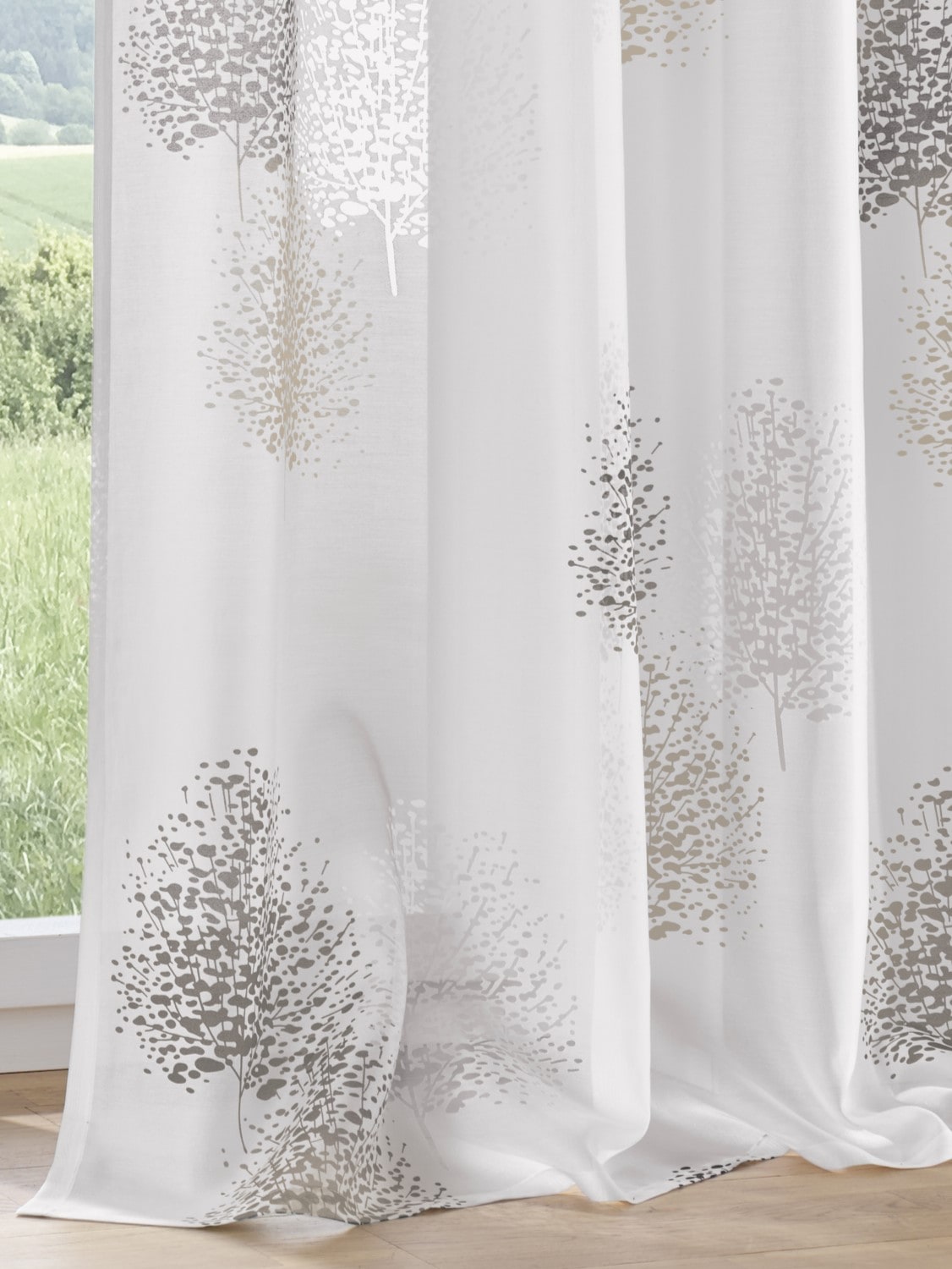 Kutti Vorhang »Belinda«, (1 St.), Gardine, halbtransparent, Ausbrenner, bedruckt, Viskose-Polyester