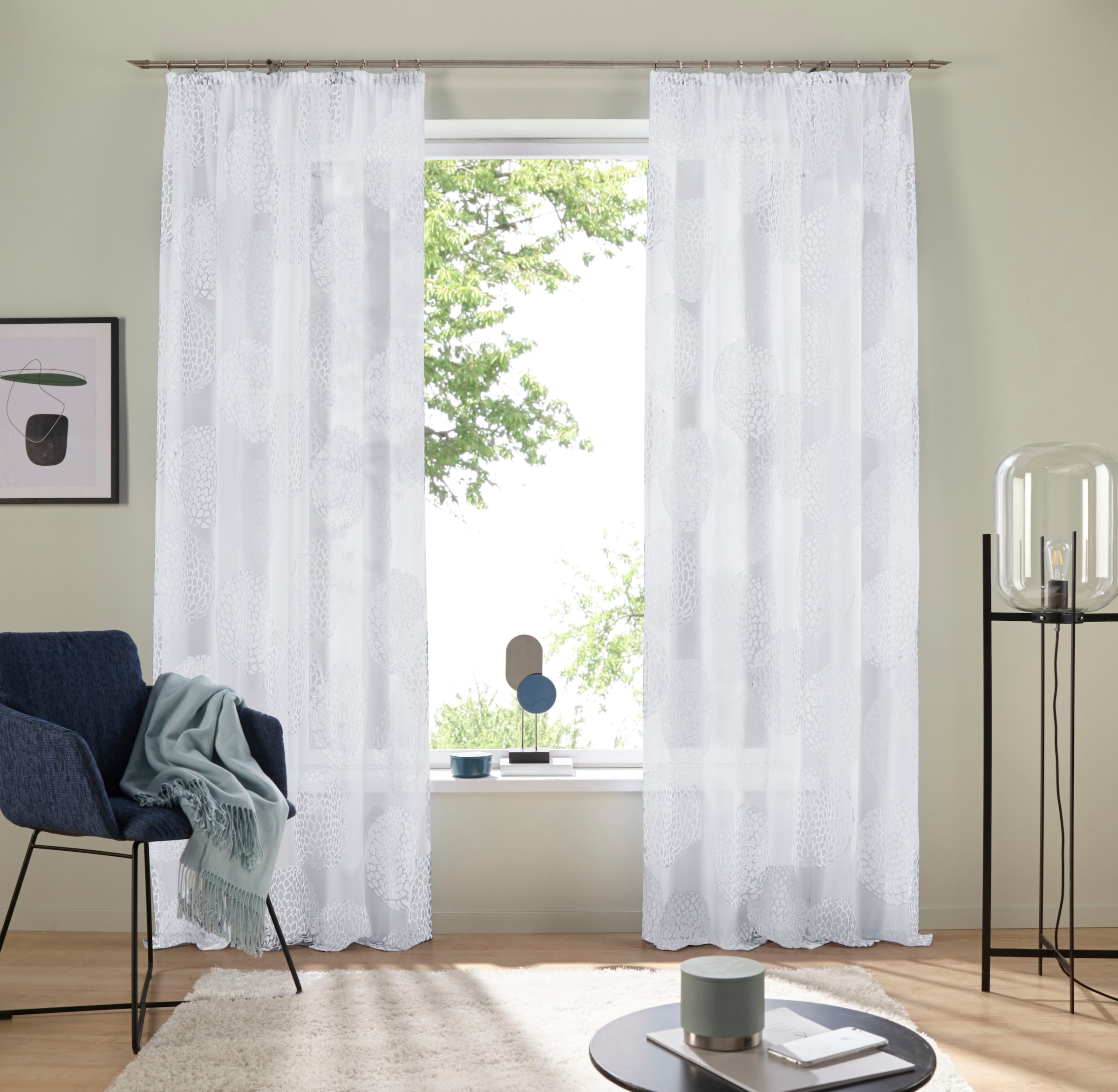 my home Gardine »Belem«, (2 St.), 1 bzw. 2 Schals, Vorhang, Fertiggardine, günstig online kaufen