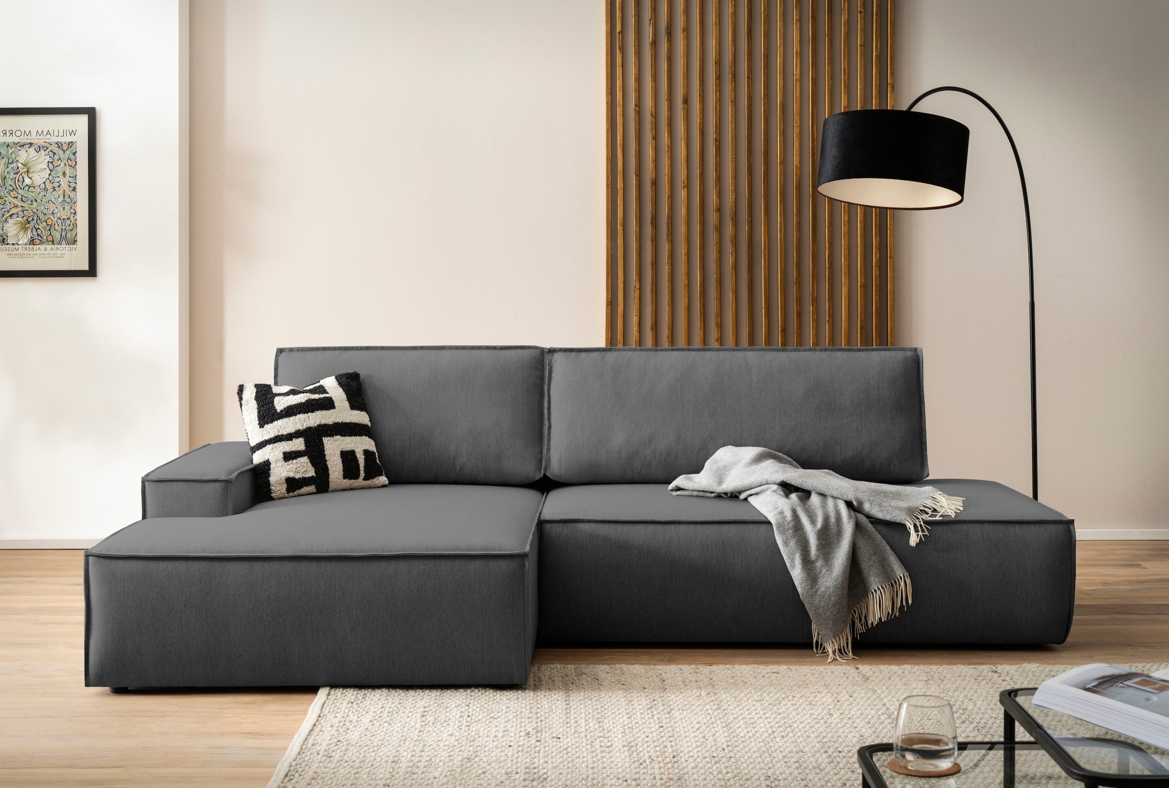Home affaire Ecksofa »SHERWOOD, Schlafsofa in L-Form offen (275cm), Cord, L günstig online kaufen
