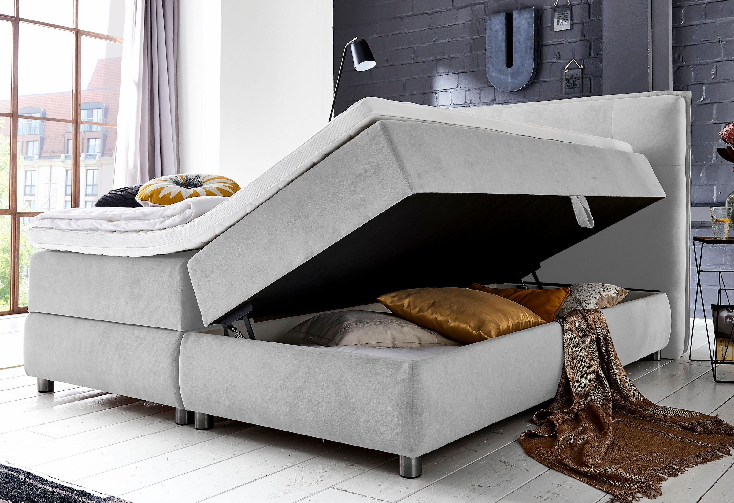 4. Bild von ATLANTIC home collection Boxspringbett »Tilo«, mit Tonnentaschen-Federkernmatratze, inkl. Bettkasten und Topper