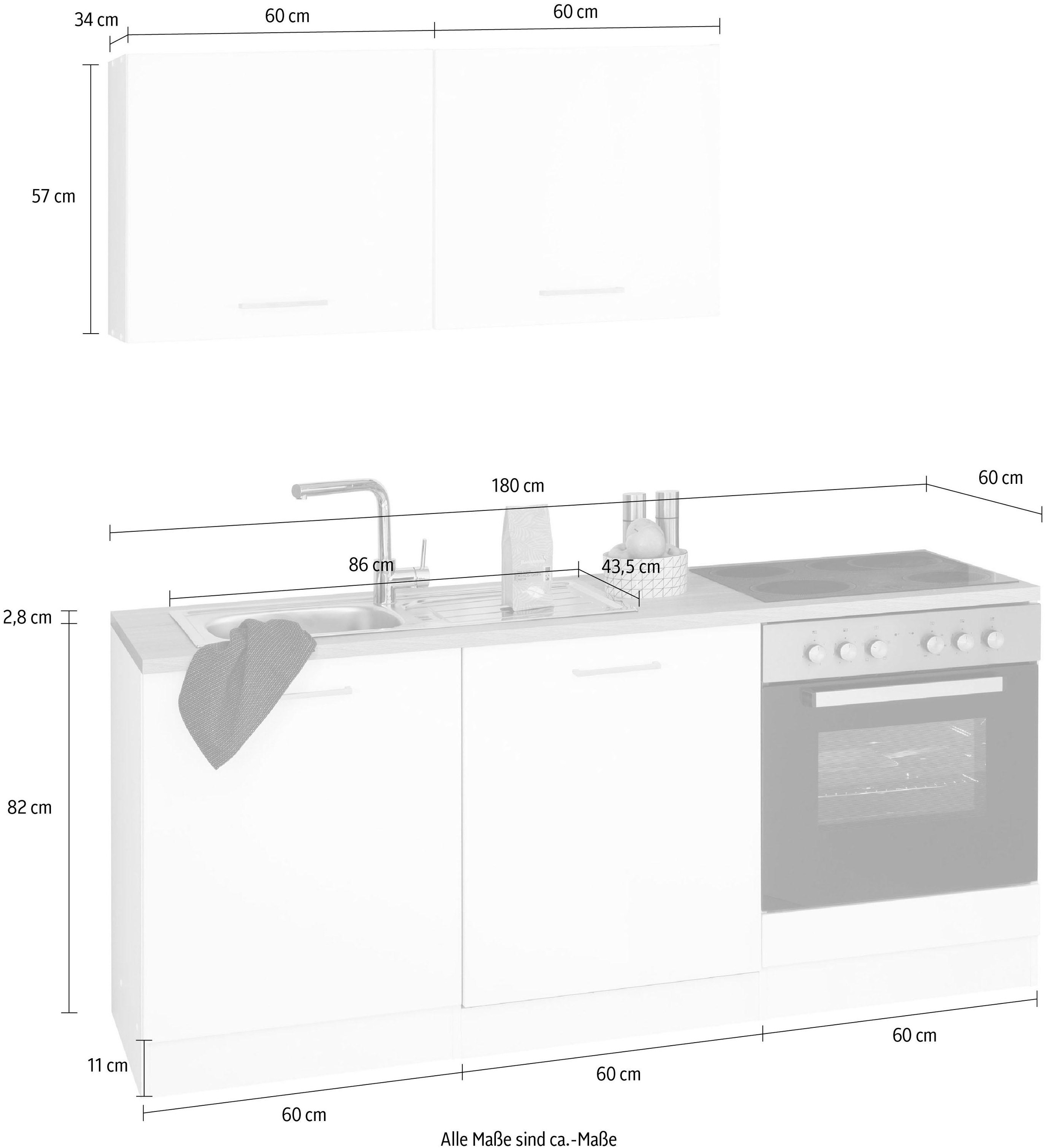 HELD MÖBEL Küchenzeile »Visby«, ohne E-Geräte, Breite 180 cm auf Raten  kaufen