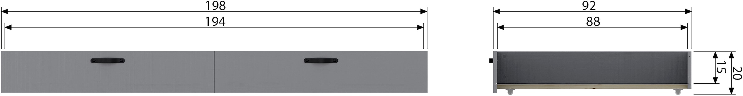 WOOOD Bettschubkasten »Morris mit FSC® Massivkiefer bandsägerauh B 198 x T 92 x H 20,5 cm« Stauraumschublade, gelebte Ausstrahlungen, Teil der Morris-Serie