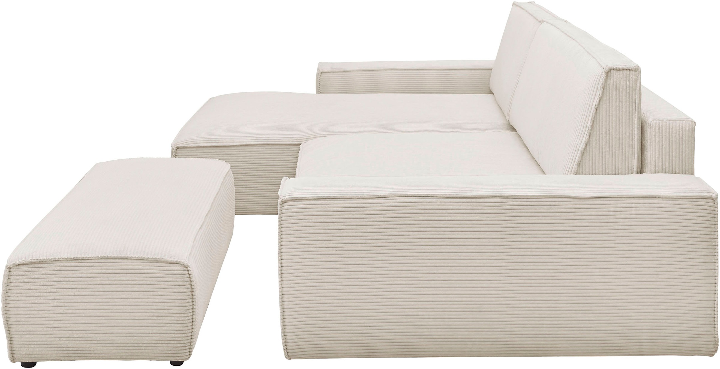 Home affaire Polsterecke »NEU: SHERWOOD XXL tief, L-Form mit Schlaffunktion, Big-Sofa mit Hocker«, (Set, 2 St.), stellbar zum Schlafsofa (Krokodilverbinder), Cord, Leinenoptik