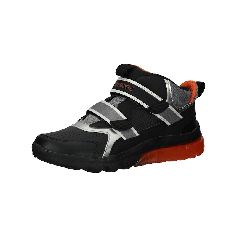 GEOX Sneaker »Sneaker Lederimitat/Textil« Schwarz/Orange 32 32 Verschluss: Klettverschluss