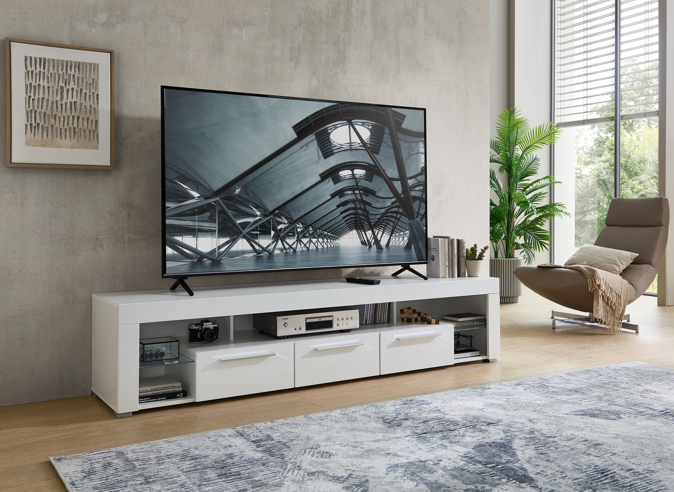 Stolkom TV-Schrank »Goal« 3 Schubkästen, 5 offenen Fächern, Stellmaß 200/44/44 cm