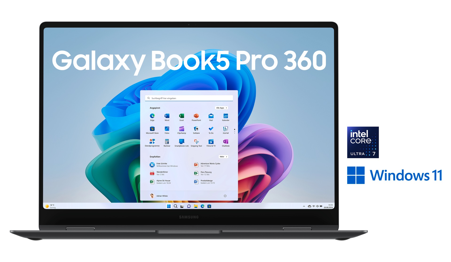 Samsung Notebook »Book5 Pro 360 16'' (NP960Q) Ultra7 16 GB + 1 TB«, 40,6 cm, / 16 Zoll, Intel, Core Ultra 7, ARC, 1000 GB SSD