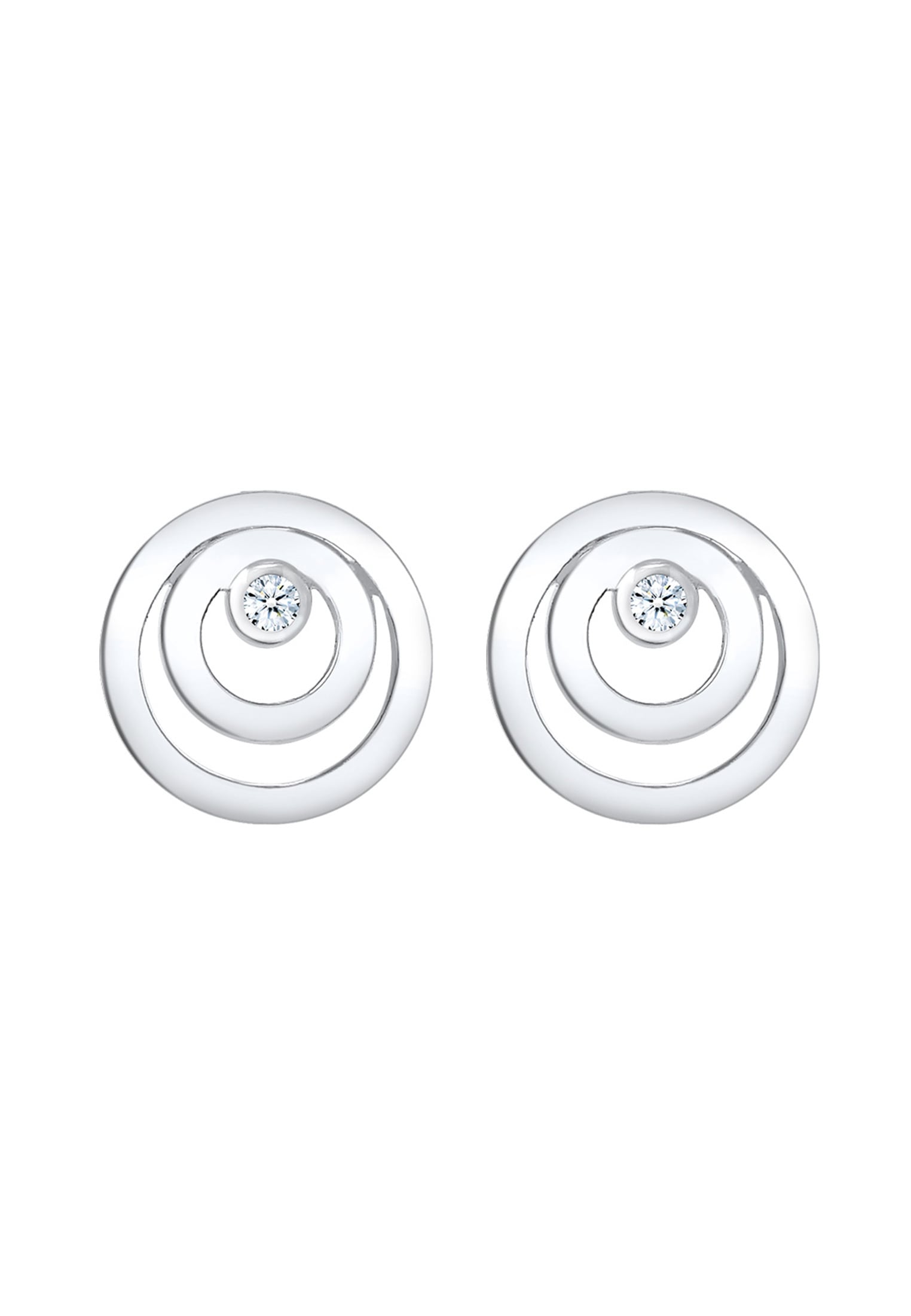 Elli DIAMONDS Paar Ohrstecker »Ohrstecker Kreis Diamant Weiß (0.03ct) 925 Sterling Silber«