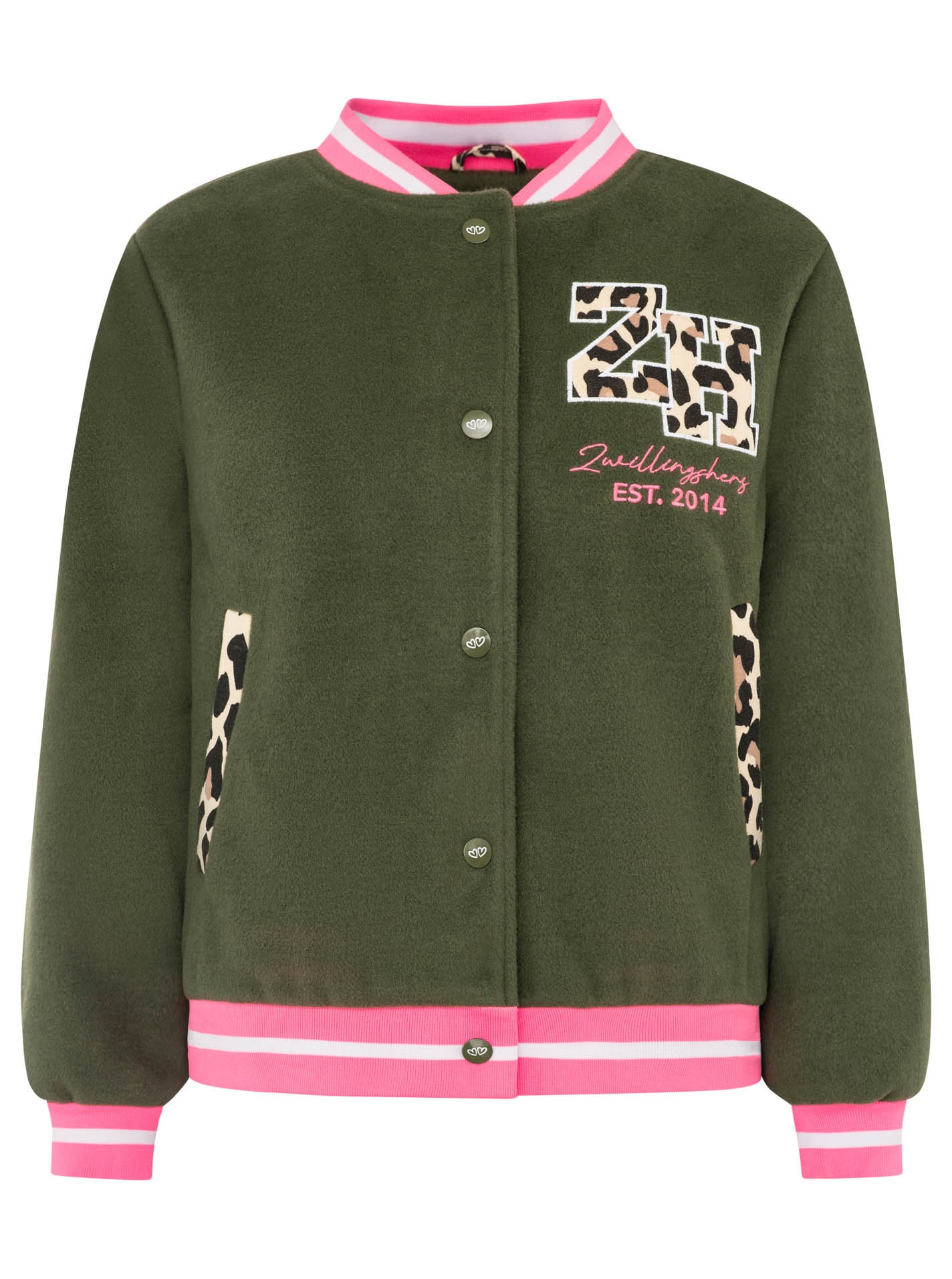 Zwillingsherz Bomberjacke »„College Leo“« gestreifte Bündchen, Leodetails und Futter, Druckknopfleiste