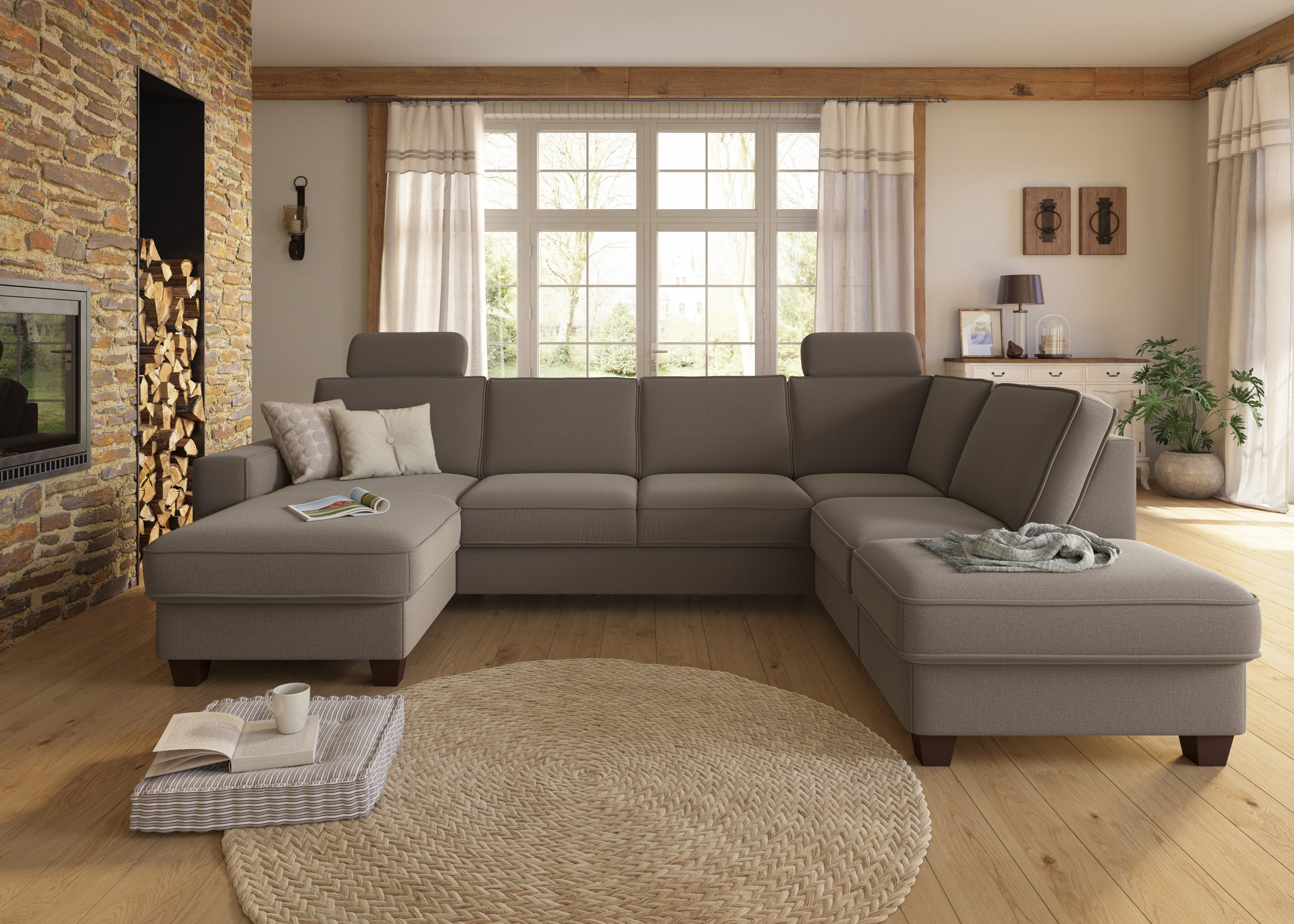 Home affaire Wohnlandschaft »County U-Form« wahlweise Ottomane links oder r günstig online kaufen