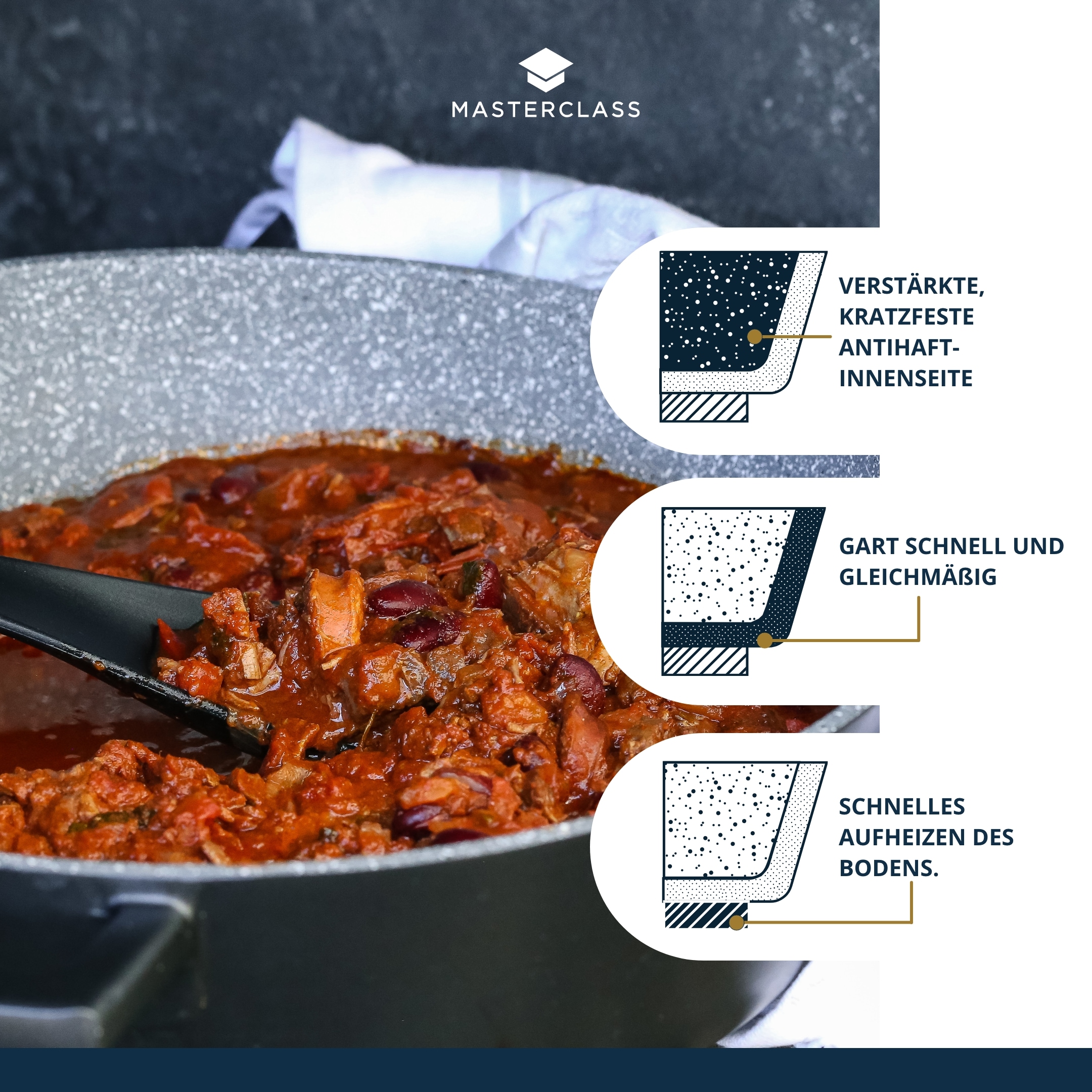 Master Class Kasserolle »MasterClass«, Aluminiumguss, 5 Liter, ultraleicht, kratzfeste Antihaftbeschichtung, Induktion