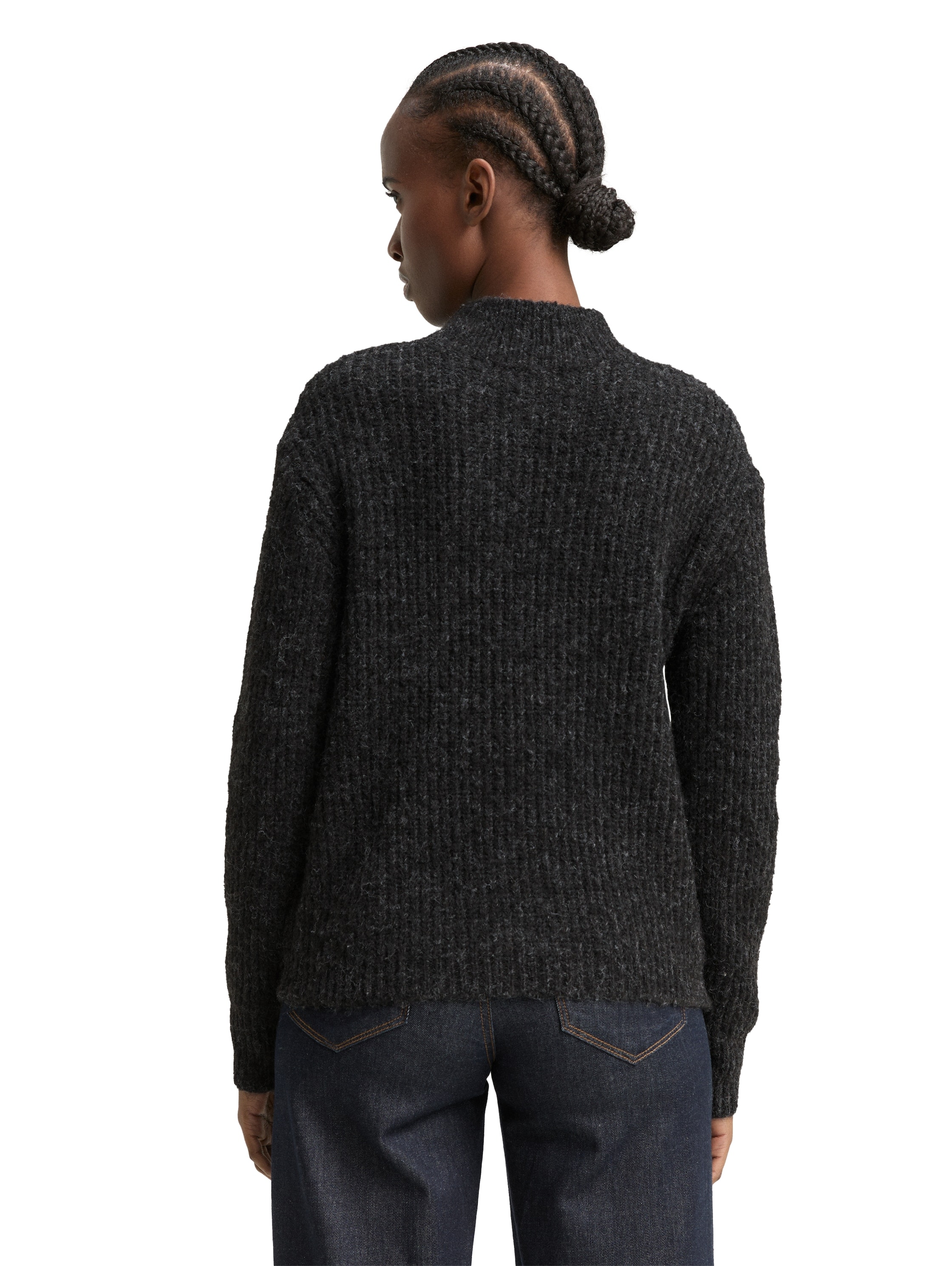 TOM TAILOR Denim Strickpullover mit Stehkragen