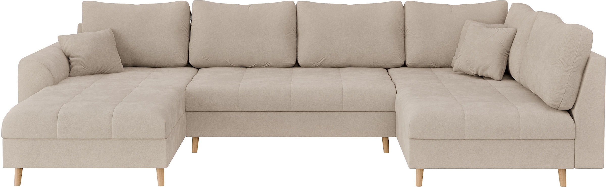 Home affaire Wohnlandschaft »CHARRE U-Form mit Ottomane, Maße B/T/H: 310/161/81 cm«, feine Steppung, lose Rücken- und Zierkissen, auch in Cord und Bouclé