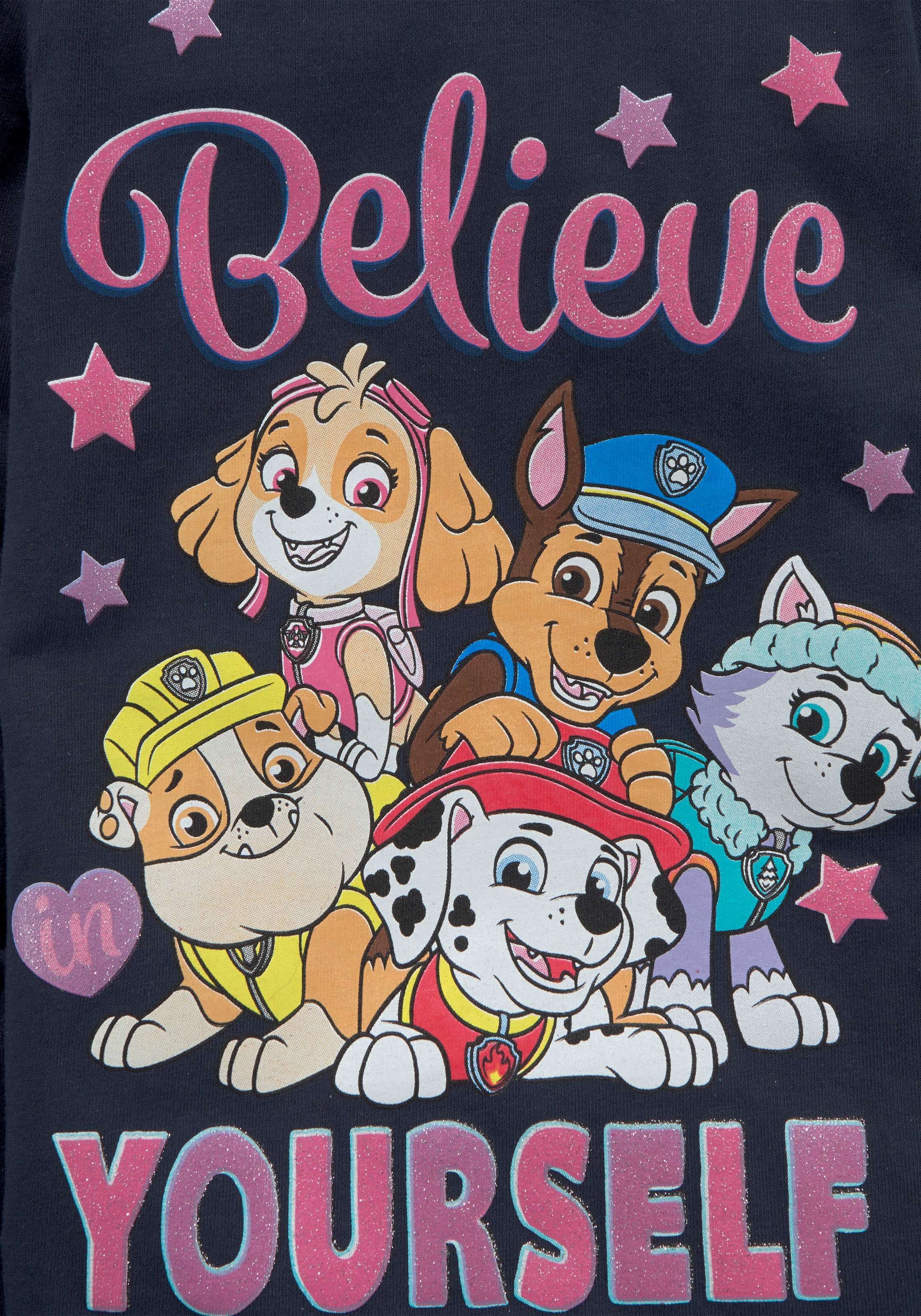 PAW PATROL Langarmshirt, Schriftzug mit PAW PATROL Team