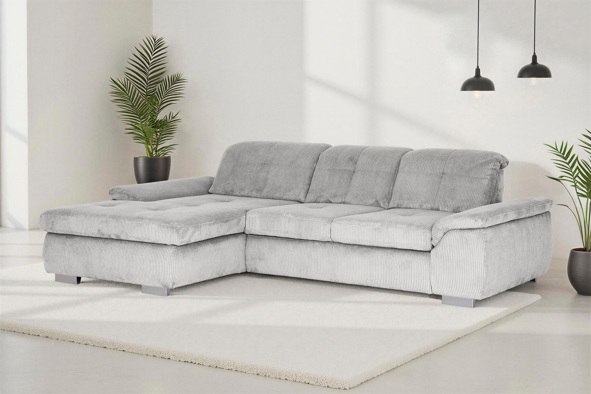 Die PlanBar Ecksofa »MP-IN16037 L-Form, Breite 289 cm, mit Kaltschaum-Polsterung« mit Sitztiefenverstellung & Zierkissen