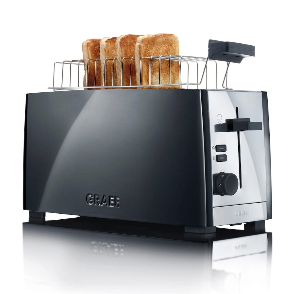 Graef Toaster »TO 102, schwarz-matt«, 2 lange Schlitze, für 4 Scheiben, 1380 W