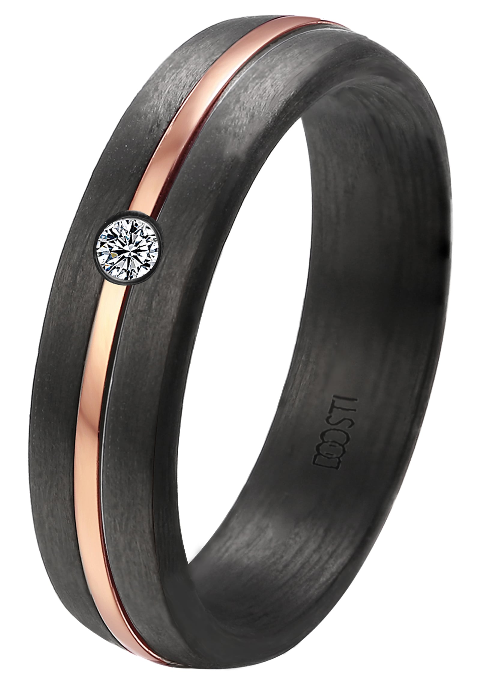 DOOSTI Trauring »Schmuck Geschenk CARBON Trauring Ehering Partnerring LIEBE«, wahlweise mit oder ohne Zirkonia