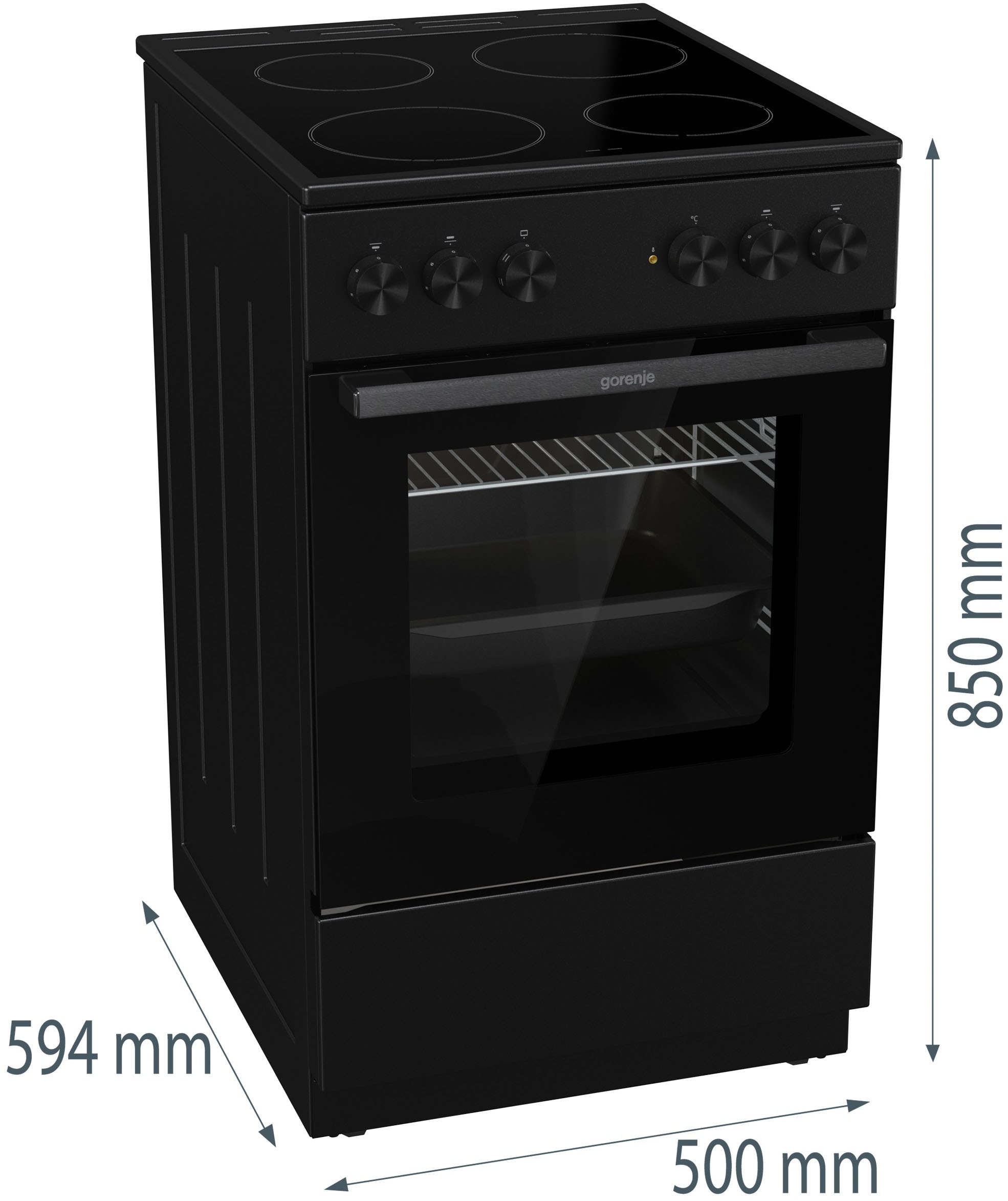 GORENJE Elektro-Standherd »GEC5A20BG« mit 1-fach-Teleskopauszug Aqua Clean 1 Stk. tlg. Black Design