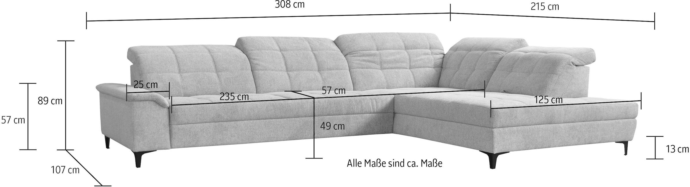 alina Ecksofa »Andra«, inkl. Rückenlehnenverstellung, wahlweise mit Sitzvorzug
