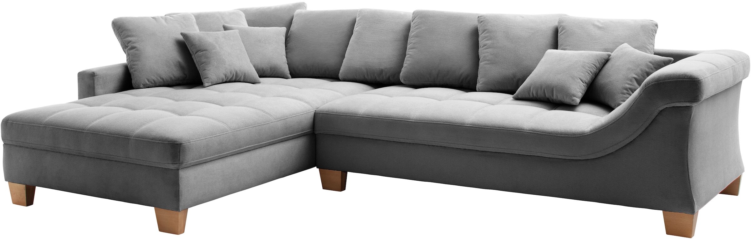 Mr. Couch Ecksofa »Bologna, L-Form, mit Holzfüßen«, wahlweise mit Kaltschaum