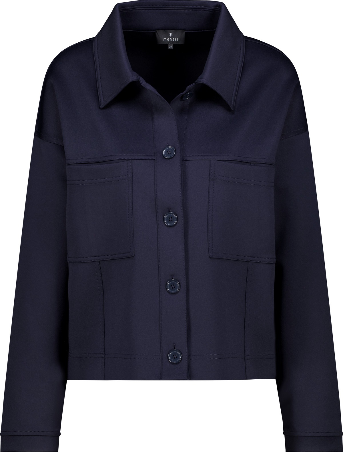 Monari Sweatjacke Hemdkragen, große Brusttaschen, elastische Qualität