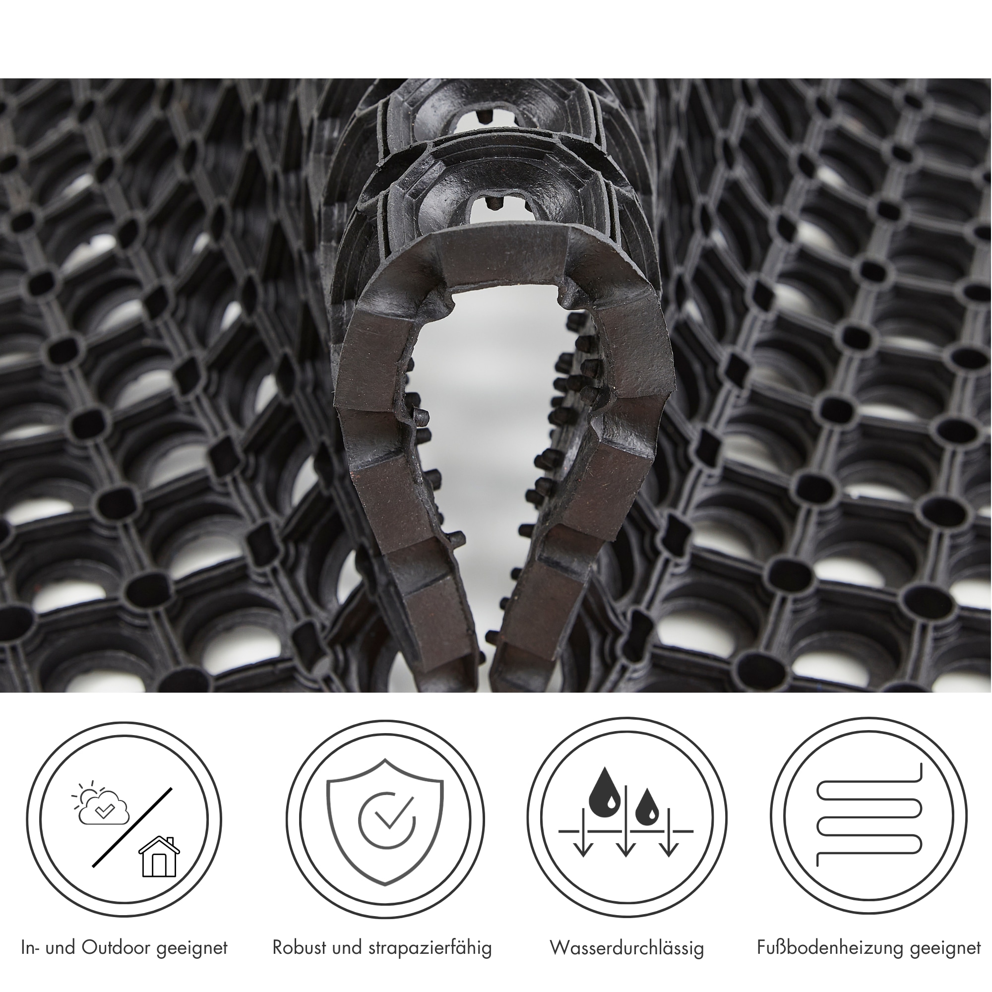 Andiamo Fußmatte »Gummi Ringmatte«, rechteckig, 15 mm Höhe, Schmutzfangmatte, In- und Outdoor geeignet, besonders robust