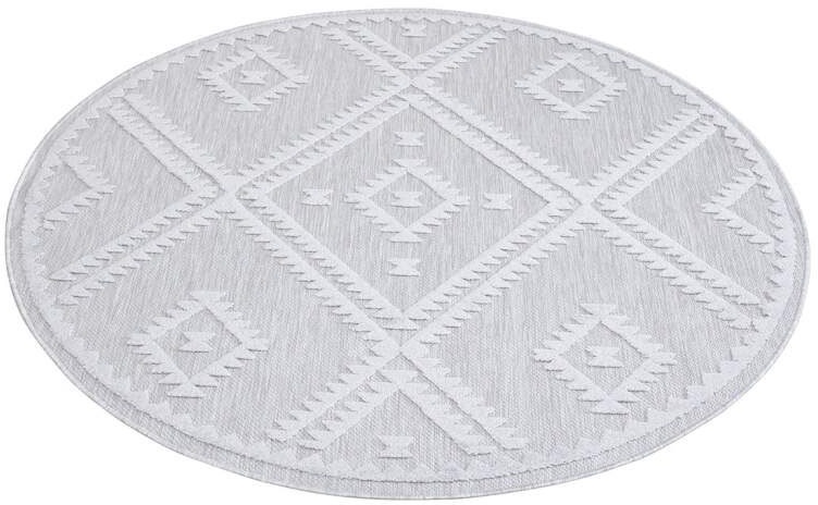 Carpet City Teppich »In-& Outdoorteppich Santorini 454, 3D-Effekt, Raute-Optik«, rund, 5 mm Höhe, Wetterfest & UV-beständig für Terrasse, Balkon, Küche, Flur