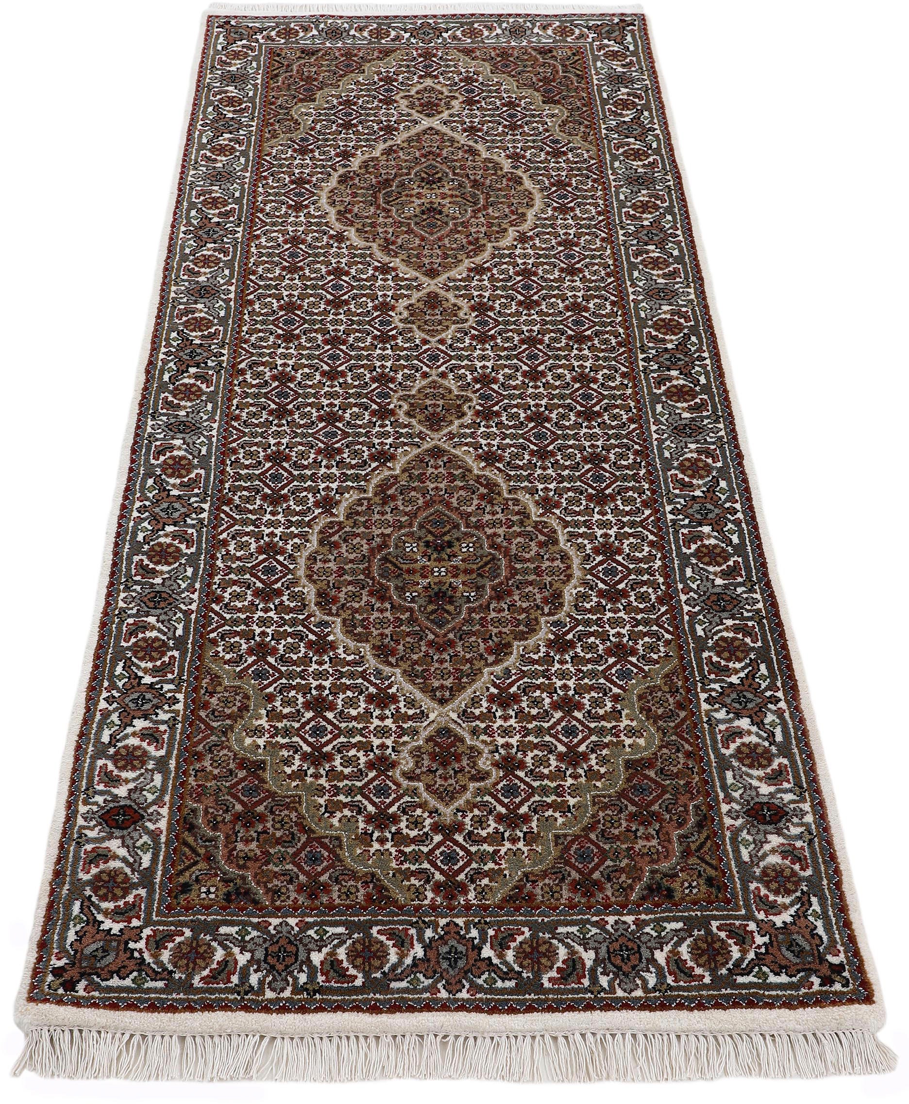 Woven Arts Läufer »Orientteppich Tabriz Mahi«, rechteckig, 15 mm Höhe, handgeknüpft, Wohnzimmer, reine Wolle für ein warmes Raumklima