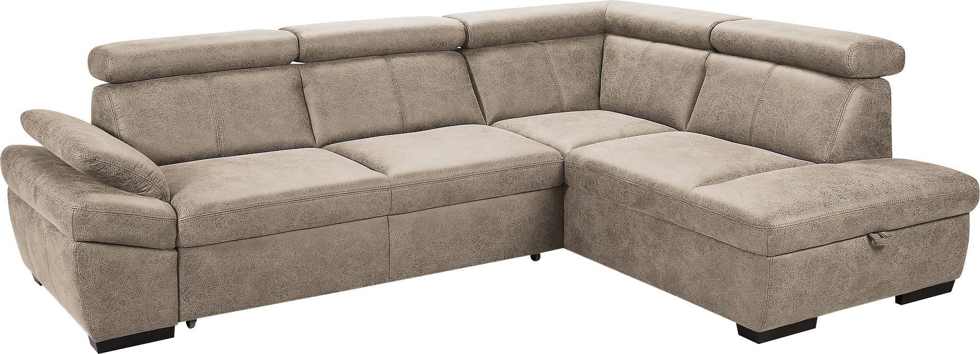 exxpo - sofa fashion Ecksofa »Salerno, klassisch modernes Funktionssofa, hoher Sitzkomfort, L-Form«, inkl. Kopf- und Armteilverstellung, wahlweise mit Bettfunktion