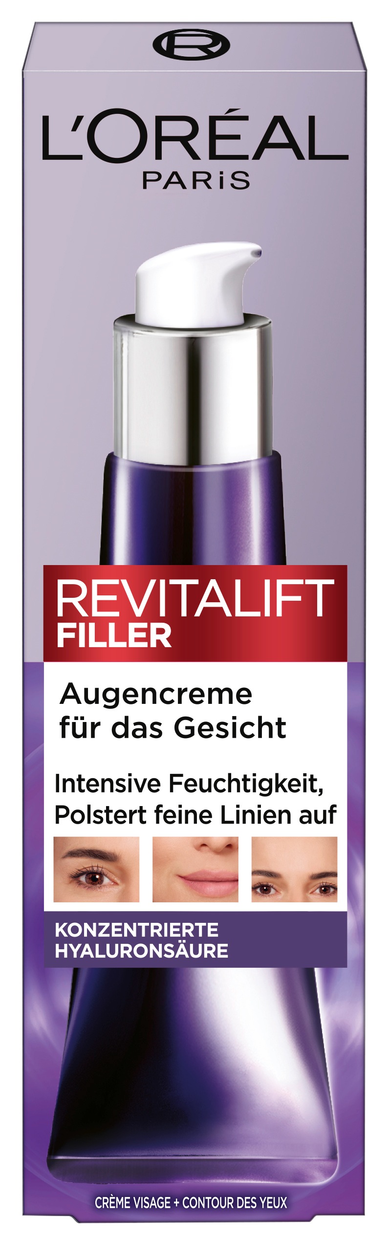 L'ORÉAL PARIS Gesichtspflege »REVITALIFT FILLER AUGENCREME FÜR DAS GESICHT« mit Hyaluronsäure, glättet die Haut, feuchtigkeitsspendend