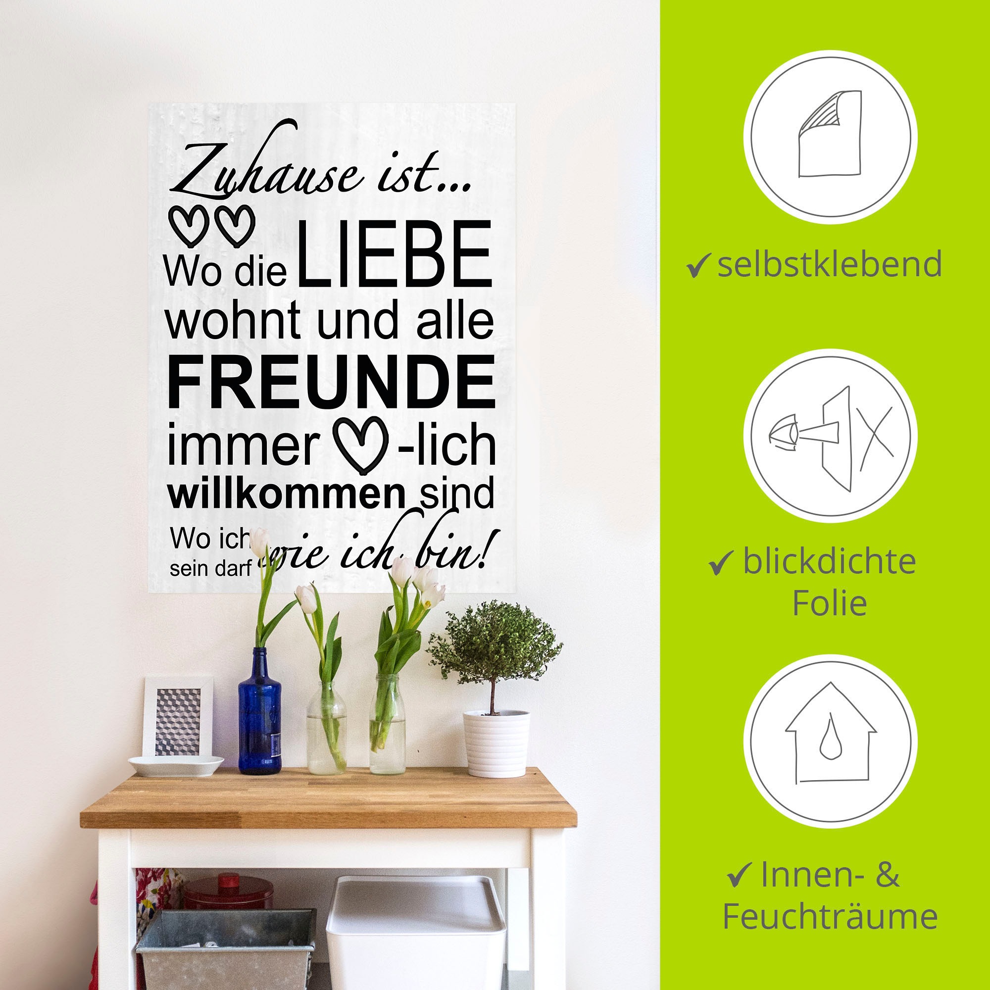 Artland Wandbild »Wo die Liebe wohnt«, Sprüche & Texte, (1 St.) auf