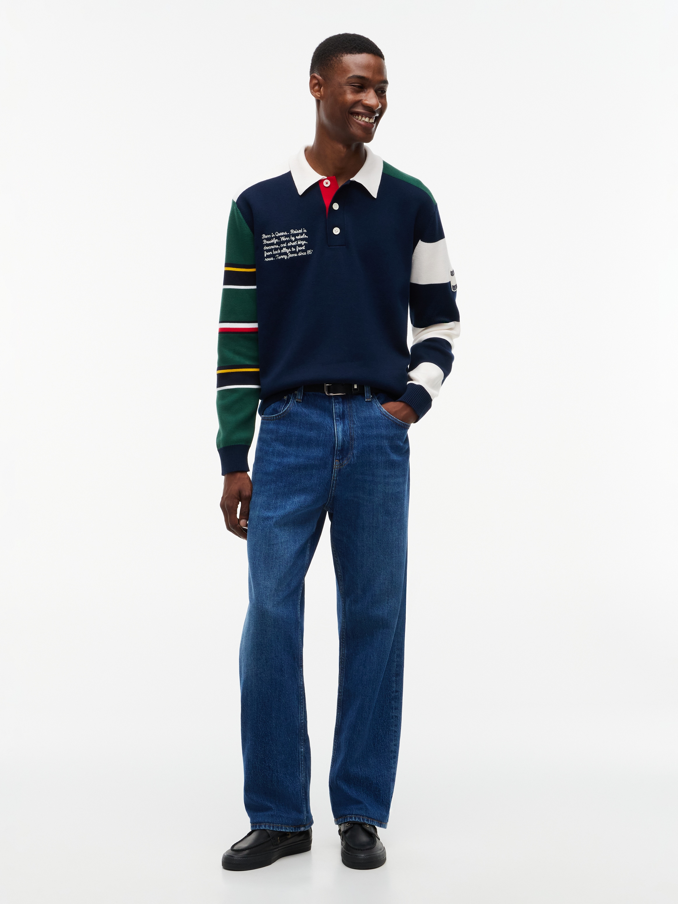 Tommy Jeans Rugbyshirt »TJM REGULAR TOMMY KNITTED RUGBY« aus Strick mit Color Block