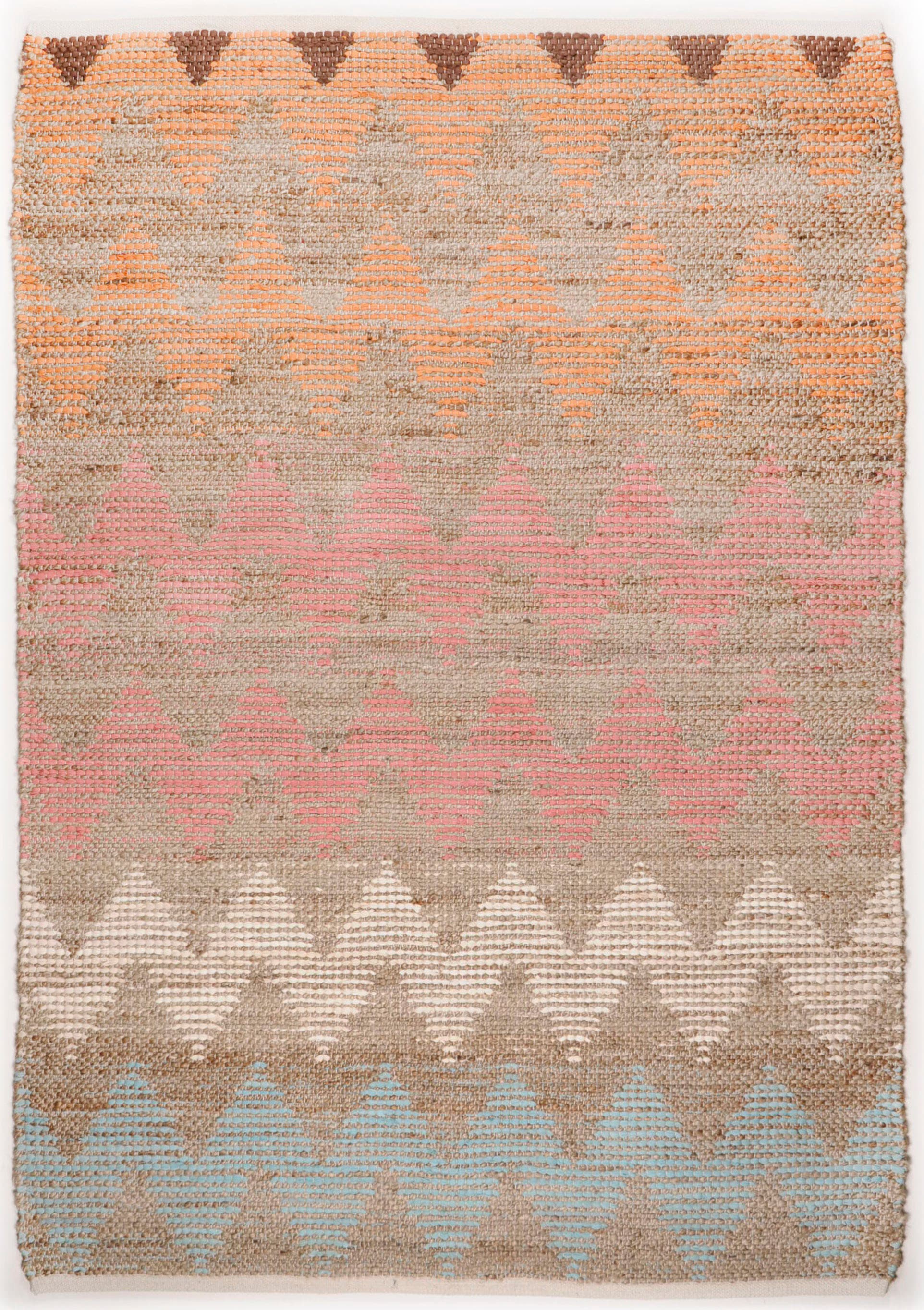 TOM TAILOR HOME Teppich »Pastel Zigzag«, rechteckig, 7 mm Höhe, Flachgewebe, handgewebt, Material: 60% Baumwolle, 40% Jute
