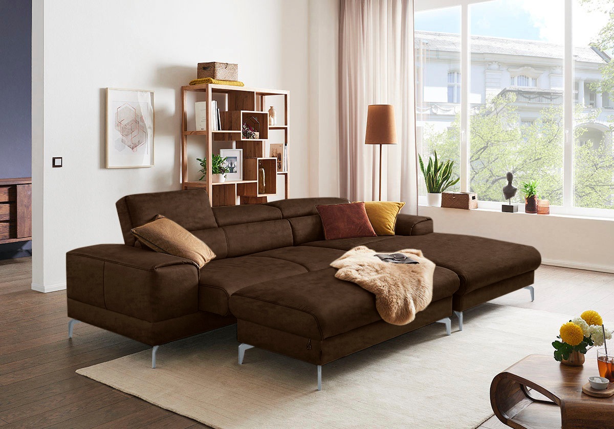 W.SCHILLIG Polsterhocker »piedroo, Designsofa mit tollem Sitzkomfort, bequem, L-Form«, Füße in Silber matt