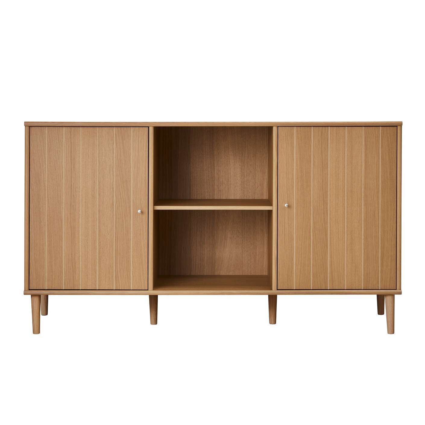 Hammel Furniture Sideboard »Mistral, Hochwertig Schrank, 6 Holz Füße, mit 2 gerillten Türen«, und 3 verstellbare Einlegeböden, B: 132 cm, anpassungsbar Designmöbel