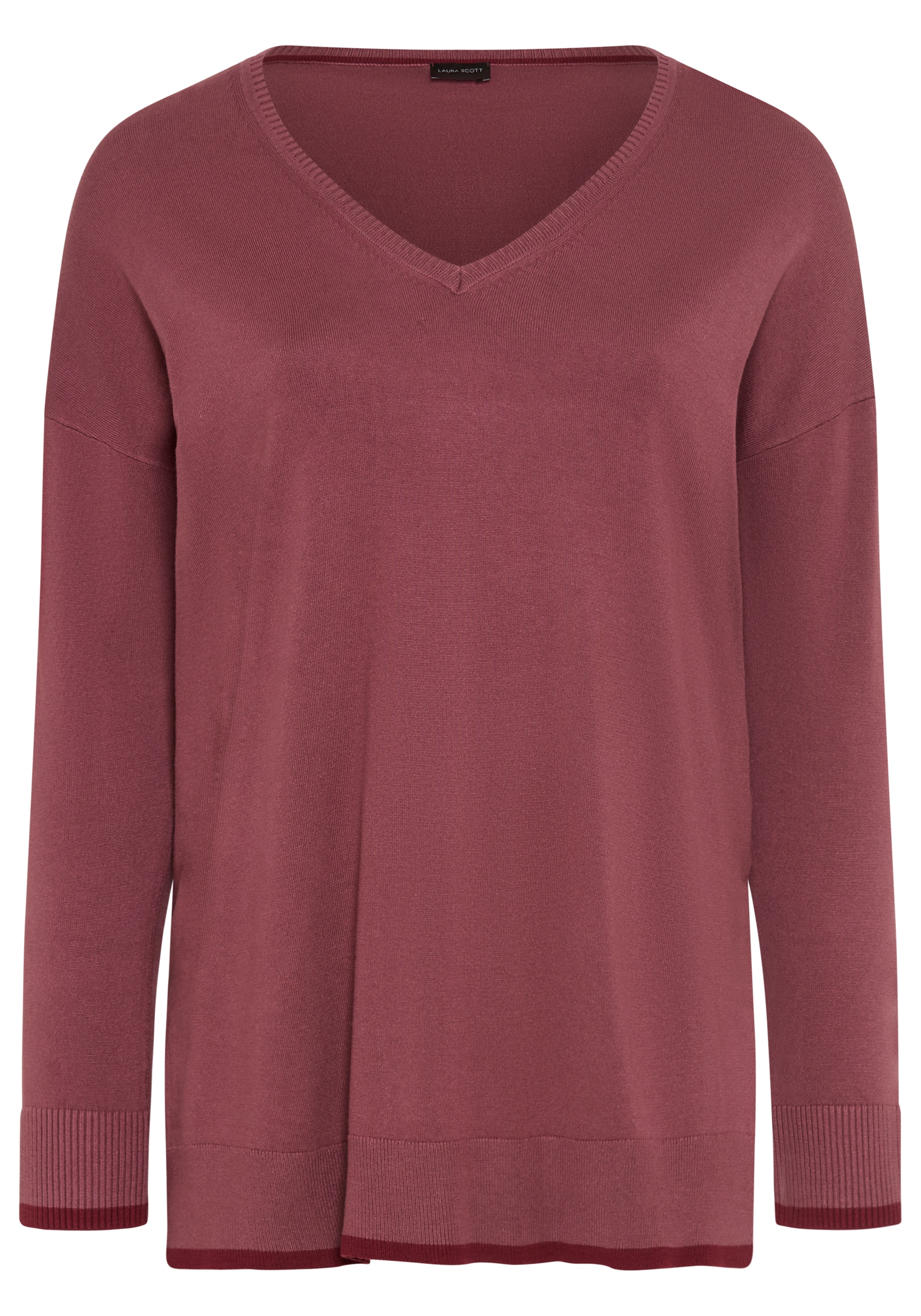Laura Scott CURVE Strickpullover »Große Größen« aus Feinstrick, mit tiefem V-Ausschnitt, figurumspielende Passform