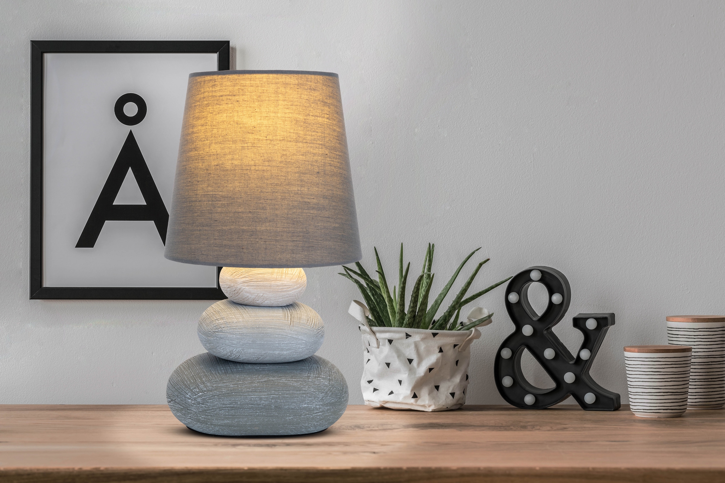 näve LED Tischleuchte »Stoney«, Leuchtmittel E14 | ohne Leuchtmittel, Zuleitung: ca. 130 cm