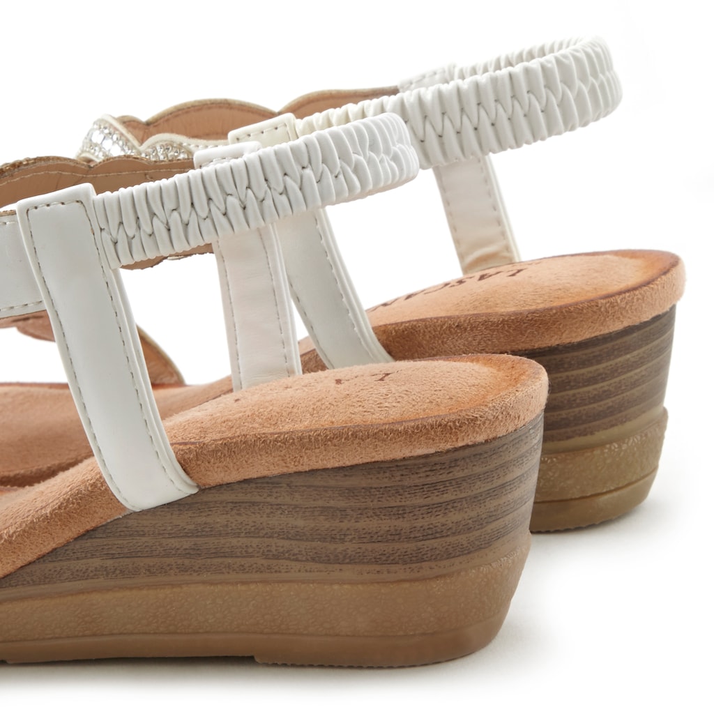 LASCANA Sandale, mit Schmucksteinen, Glitzer, elastische Riemen, Sandalette,Sommerschuh