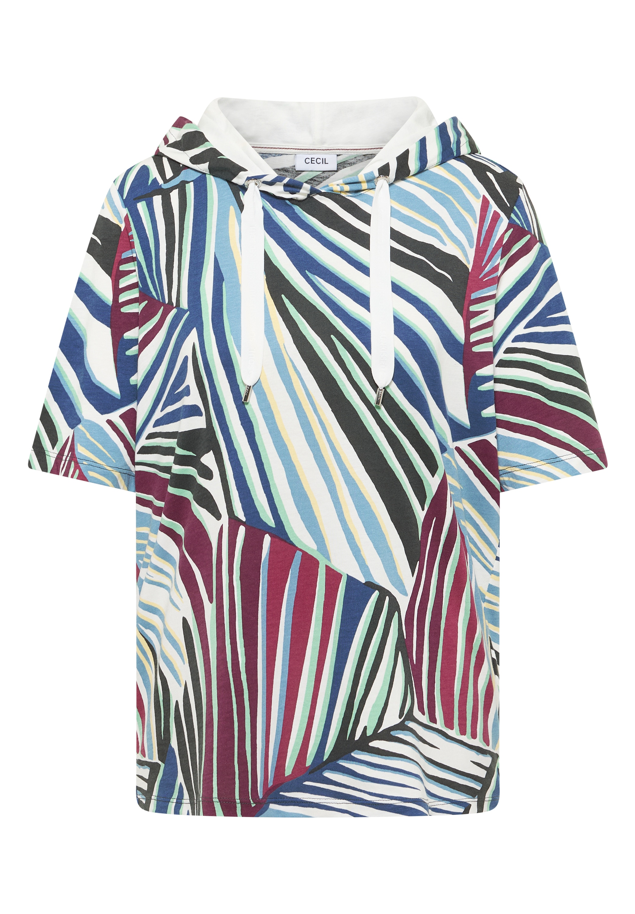 Cecil Kurzarmshirt Sommershirt mit Hoodie und Grafikprint