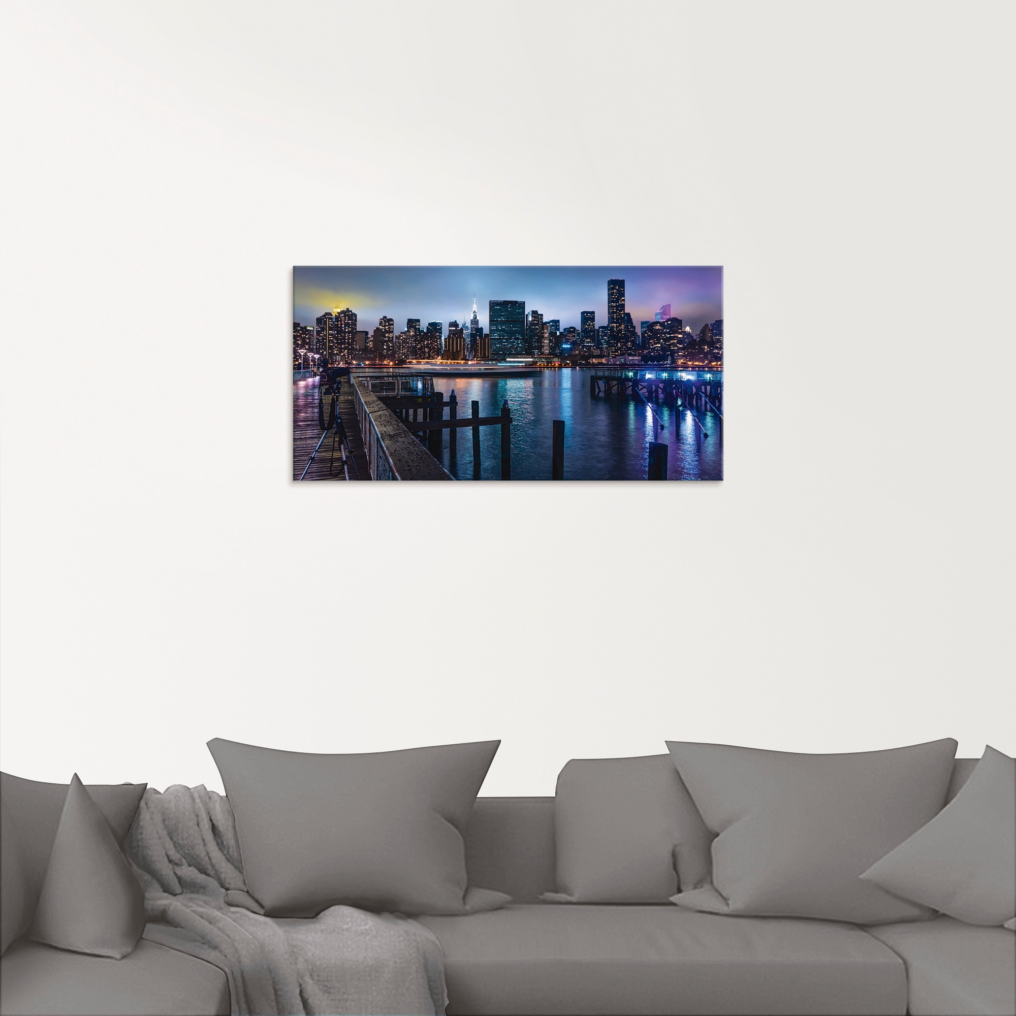 Artland Glasbild »New York Manhattan im Abendlicht«, Amerika, (1 St.), in verschiedenen Größen